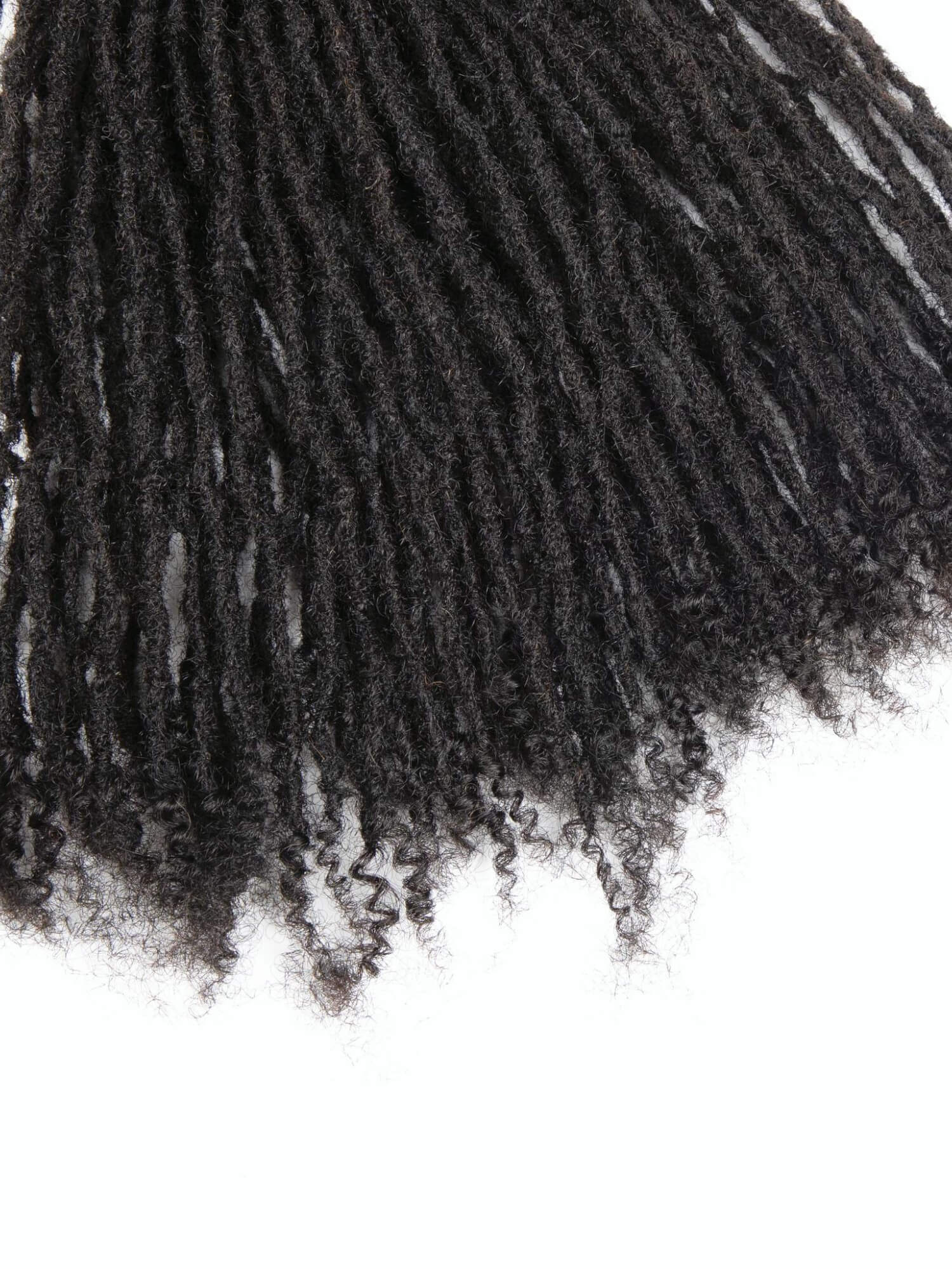 #1B Natural Black Textured Interlocked Loc Extensions with Curly Ends In Size 0.3-0.6cm - Image 7