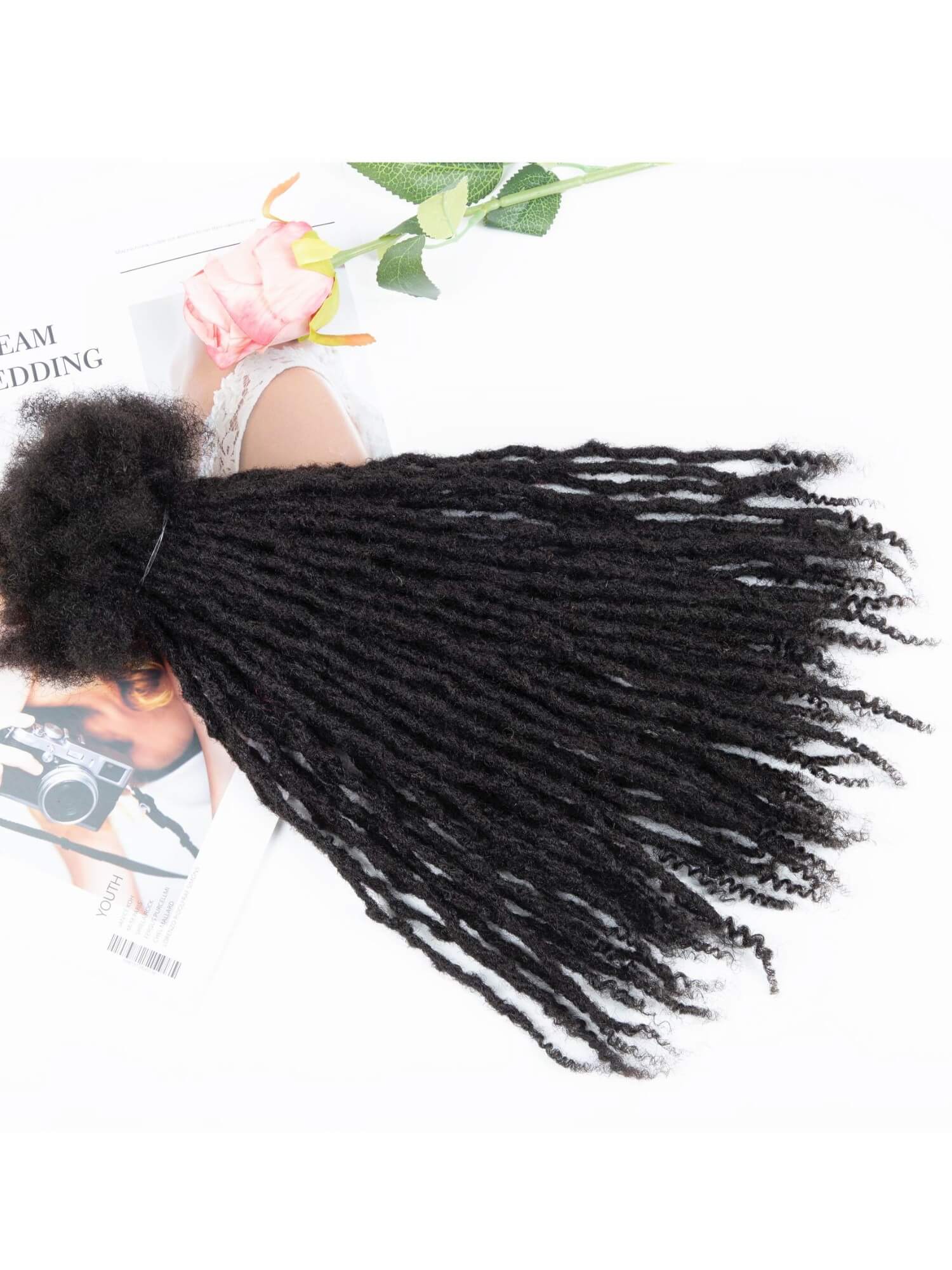 #1B Natural Black Textured Interlocked Loc Extensions with Curly Ends In Size 0.3-0.6cm - Image 8