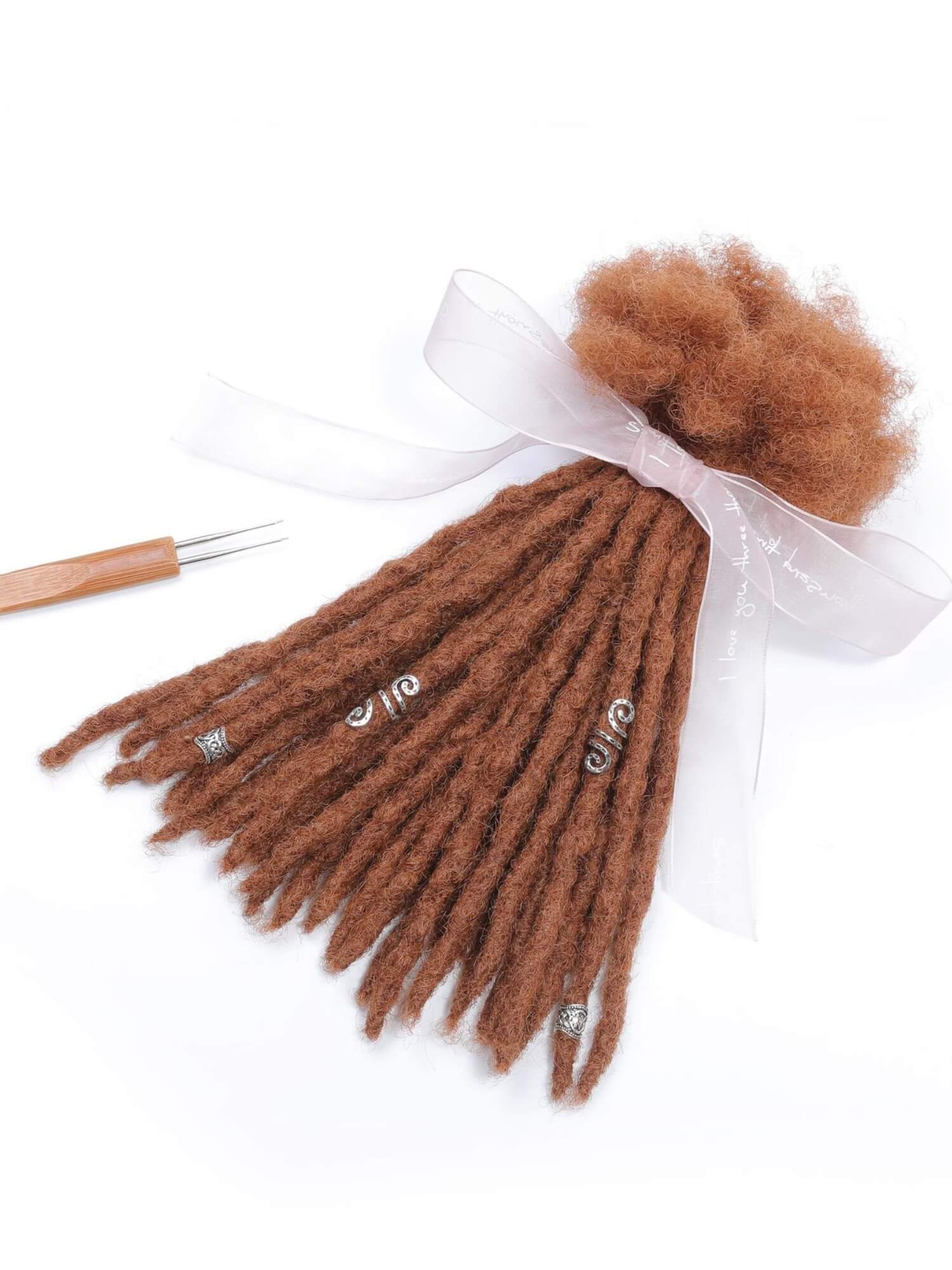 #30 Caramel Brown Color Anwi Textured Human Hair Loc Extensions - Image 6
