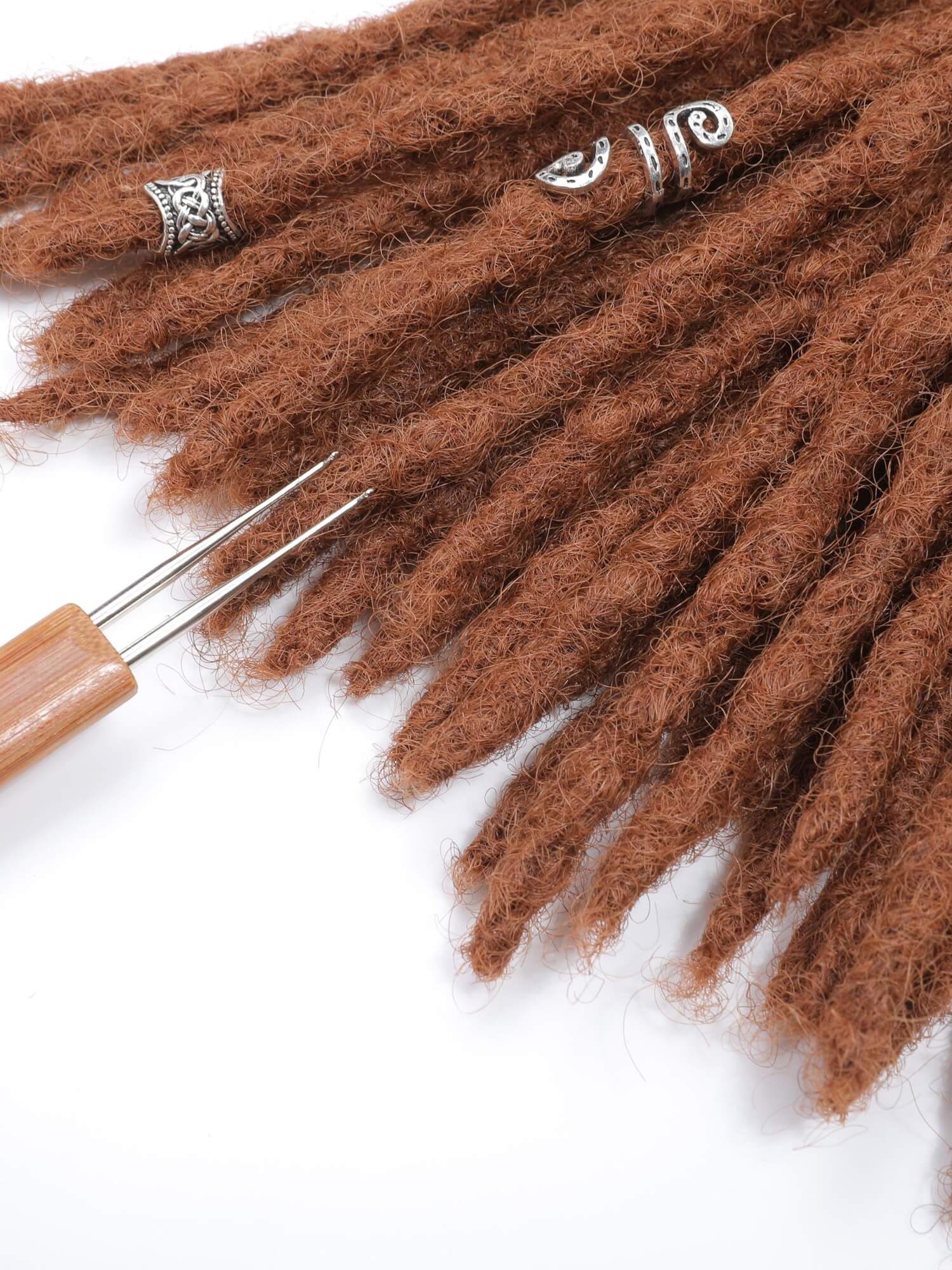 #30 Caramel Brown Color Anwi Textured Human Hair Loc Extensions - Image 7