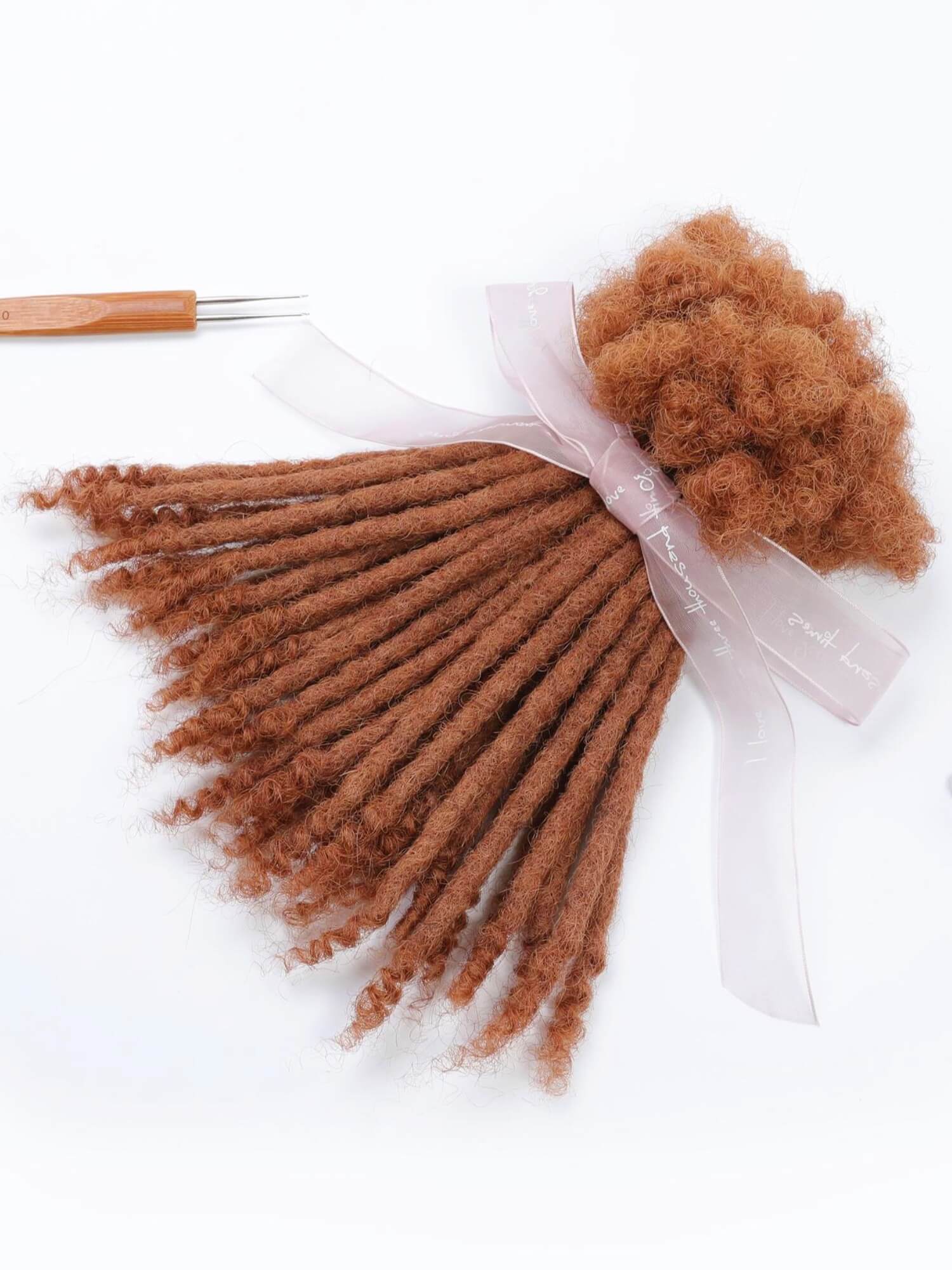 #30 Caramel Brown Standard Human Hair Loc Extensions Curly Tips - Image 5