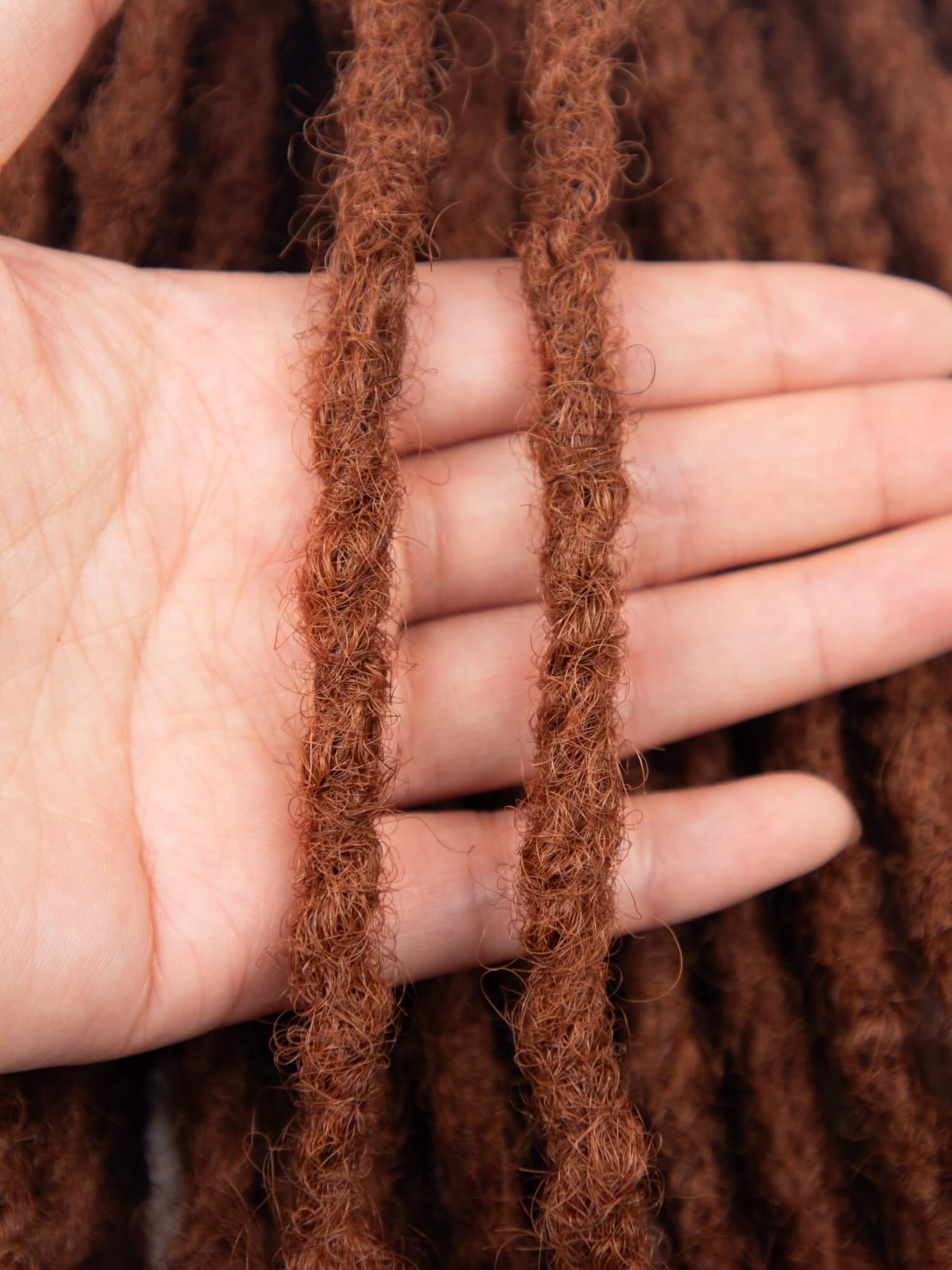 #30 Camel Brown Coil Tips Human Hair Anwi Textured Loc Extensions - Handmade Dreadlock Extensions - Image 3