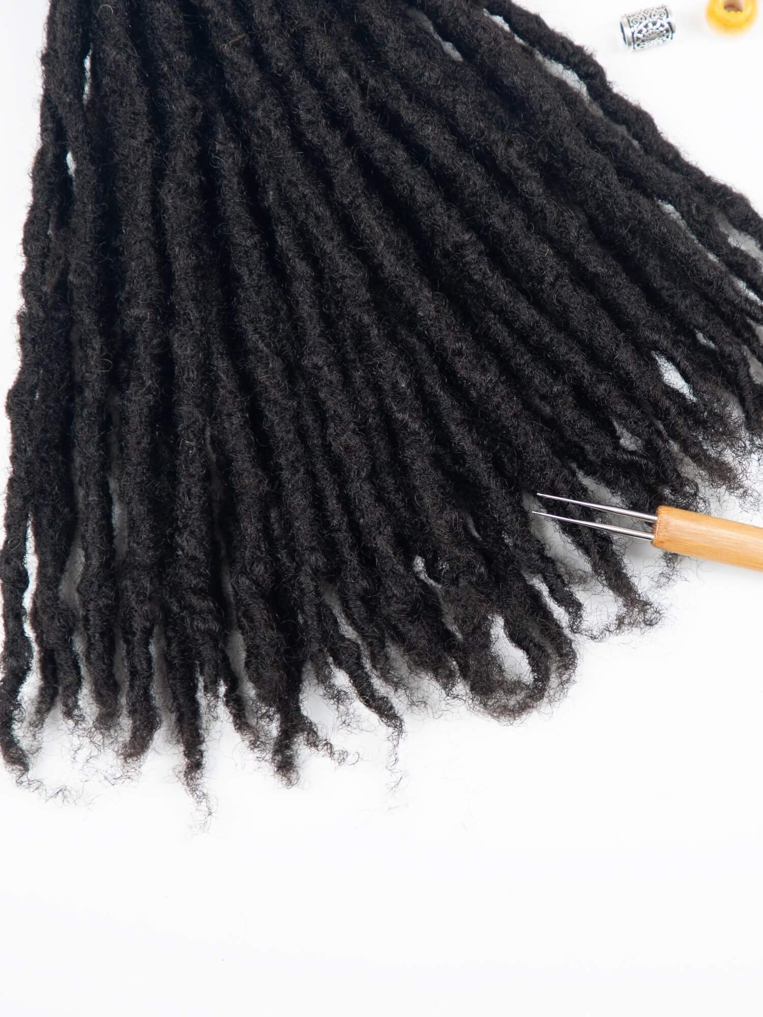 #1B Natural Black Coil Tips Anwi Textured Loc Extensions - Handmade 100% Human Hair - Image 3