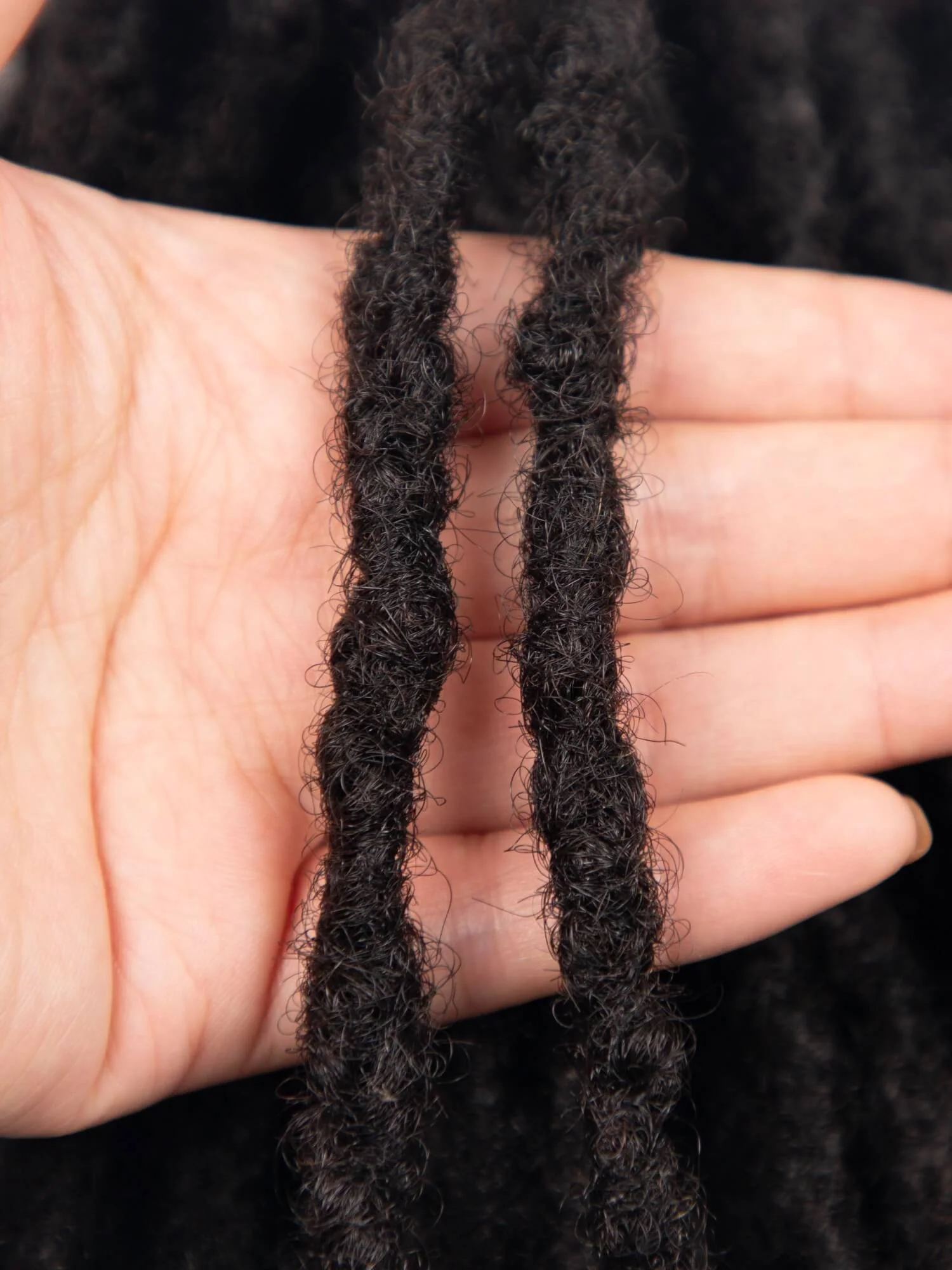 #1B Natural Black Coil Tips Anwi Textured Loc Extensions - Handmade 100% Human Hair - Image 4