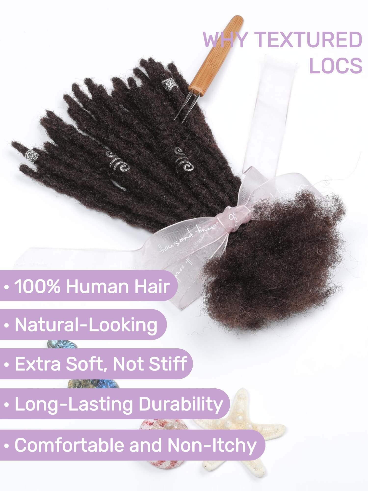 #2 Dark Brown Color Anwi Textured Human Hair Loc Extensions - Image 3