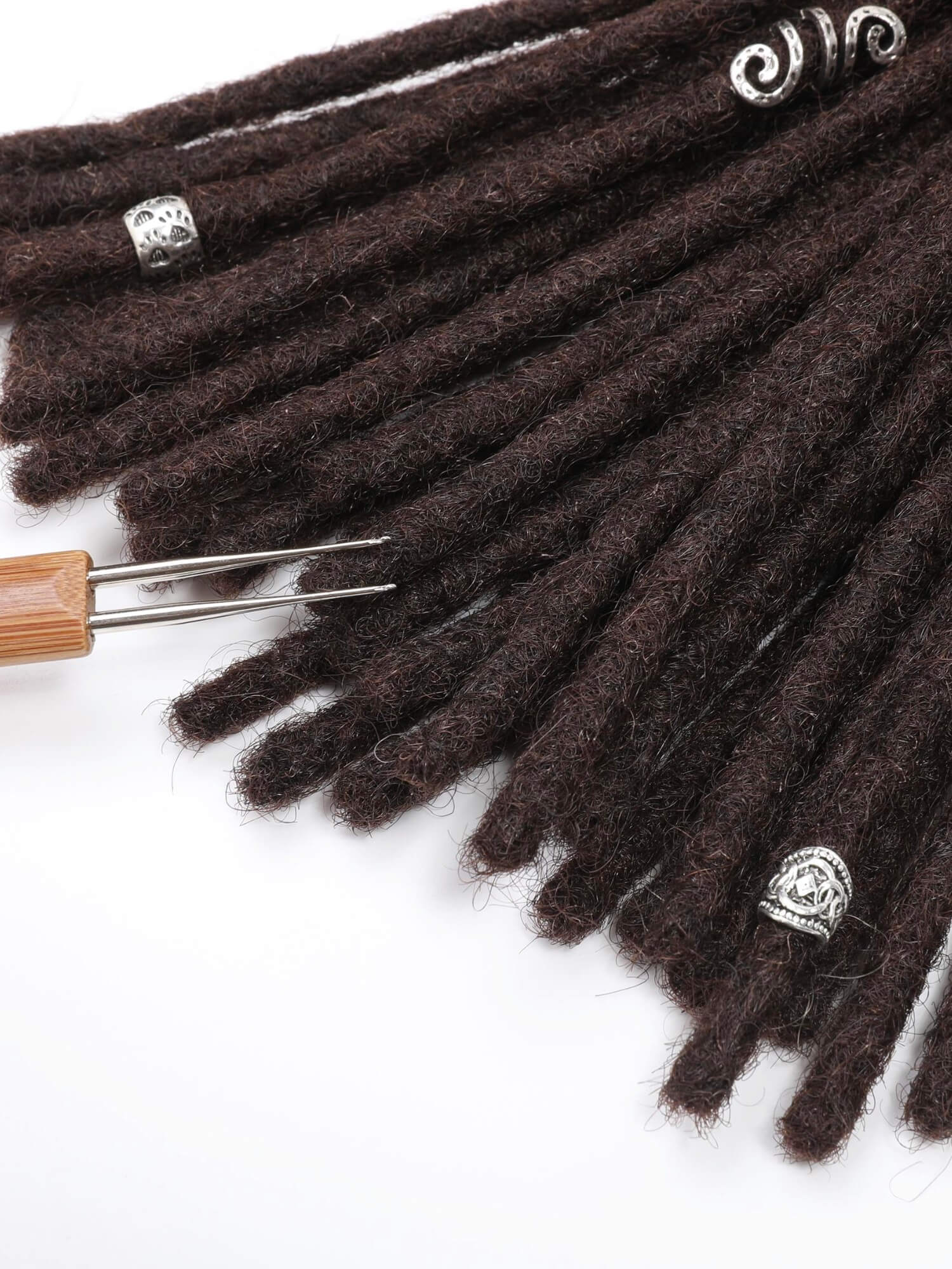 #2 Dark Brown Color Standard Human Hair Loc Extensions - Image 6