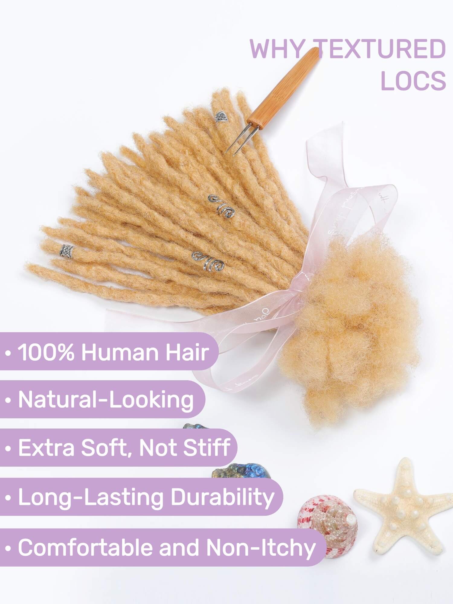 #27 Honey Blonde Anwi Textured Human Hair Loc Extensions - Image 3