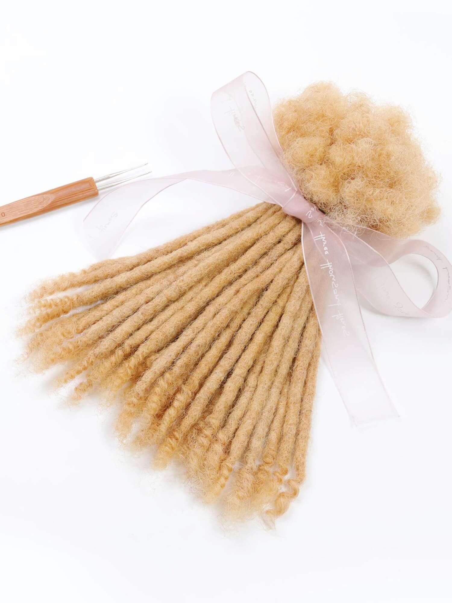 #27 Honey Blonde Standard Human Hair Loc Extensions Curly Tips - Image 5