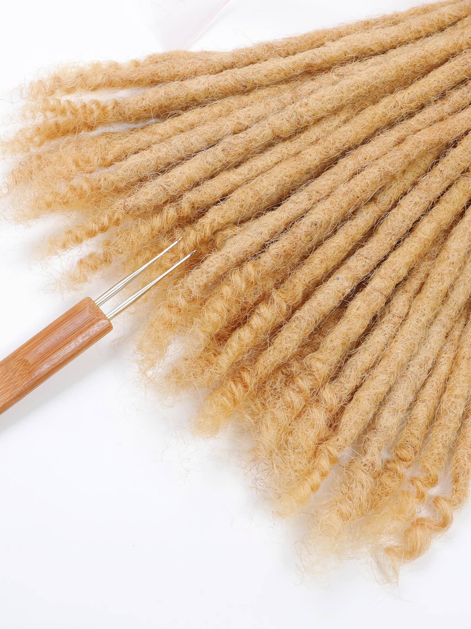 #27 Honey Blonde Standard Human Hair Loc Extensions Curly Tips - Image 6