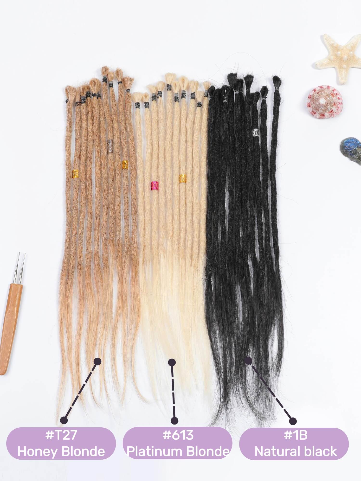 Loop Top Straight Human Hair Dreadlock Extensions 10 Dreads - Image 4