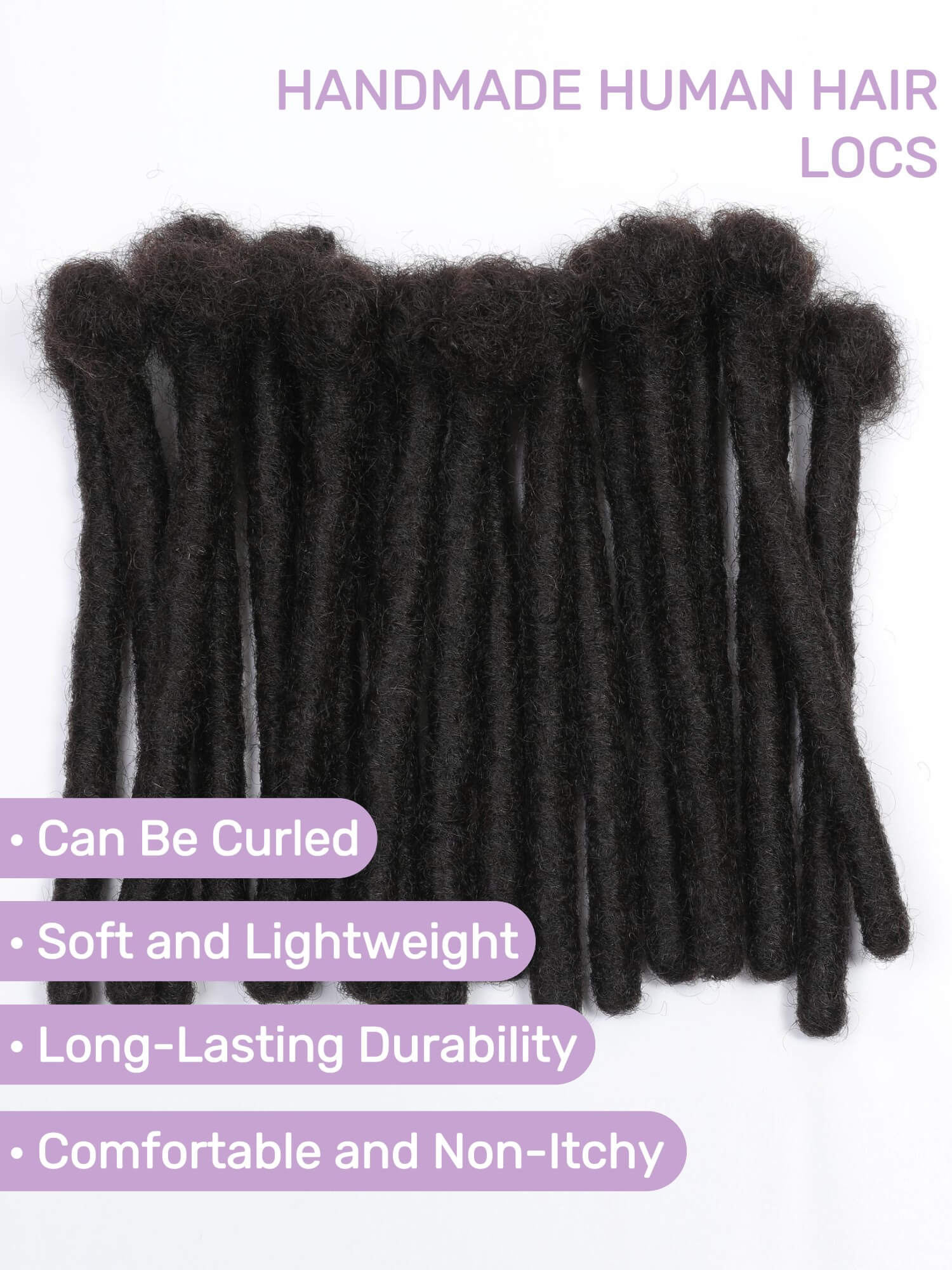 Large Size Standard Human Hair Loc Extensions 1.0cm/1.2cm/1.5cm Thickness - Image 3