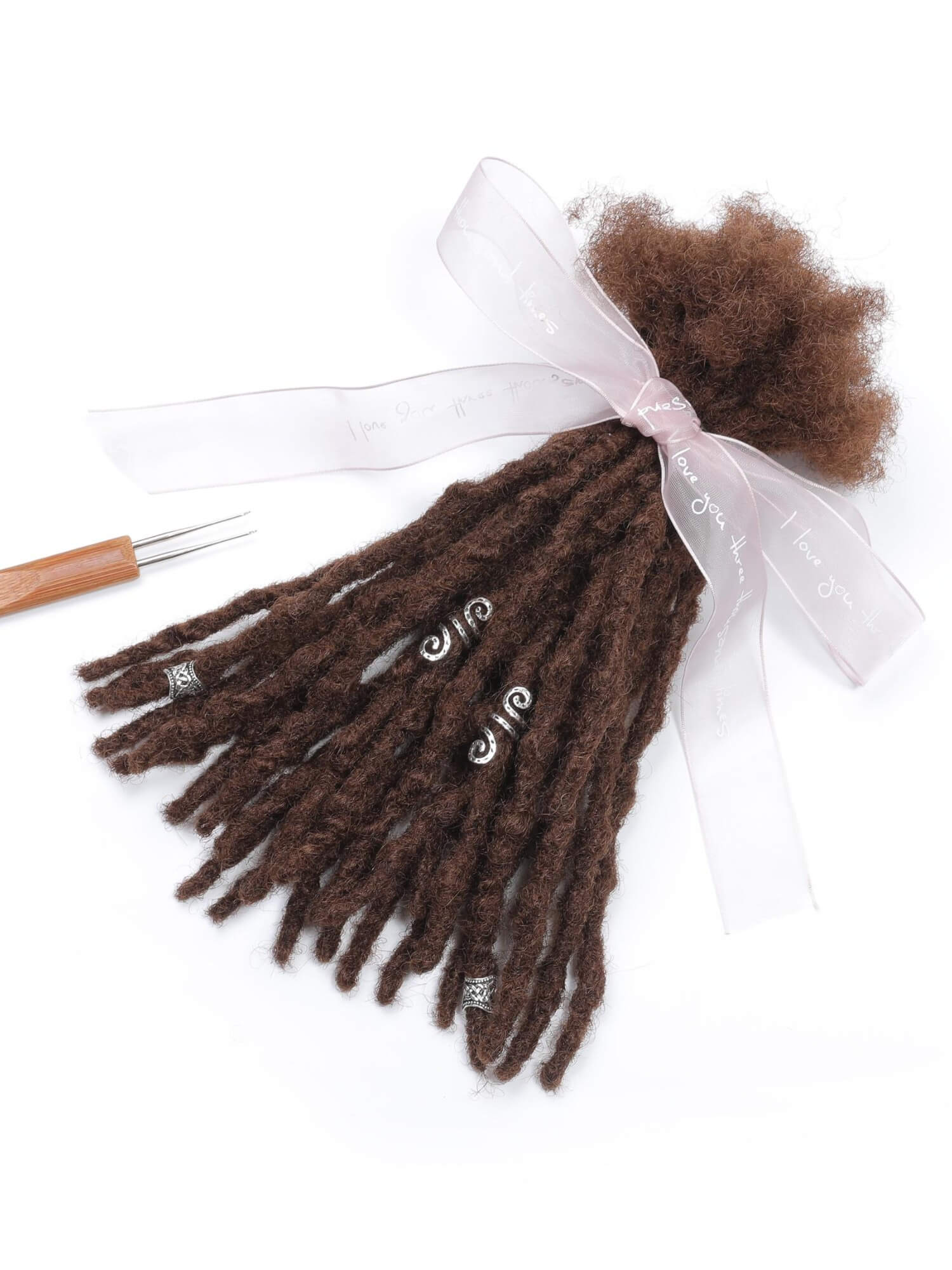 #4 Medium Brown Color Anwi Textured Human Hair Loc Extensions - Image 7