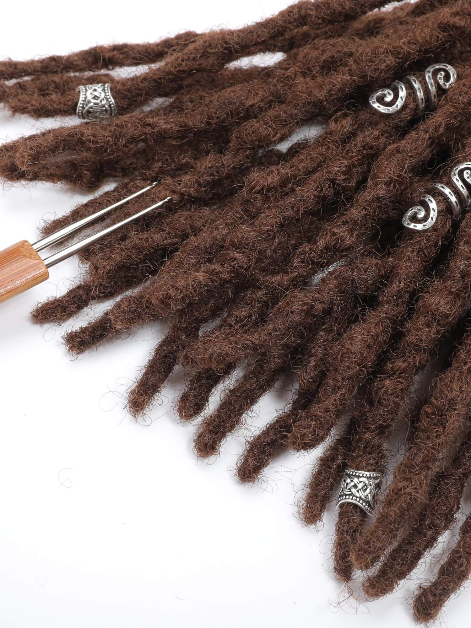 #4 Medium Brown Color Anwi Textured Human Hair Loc Extensions - Image 8