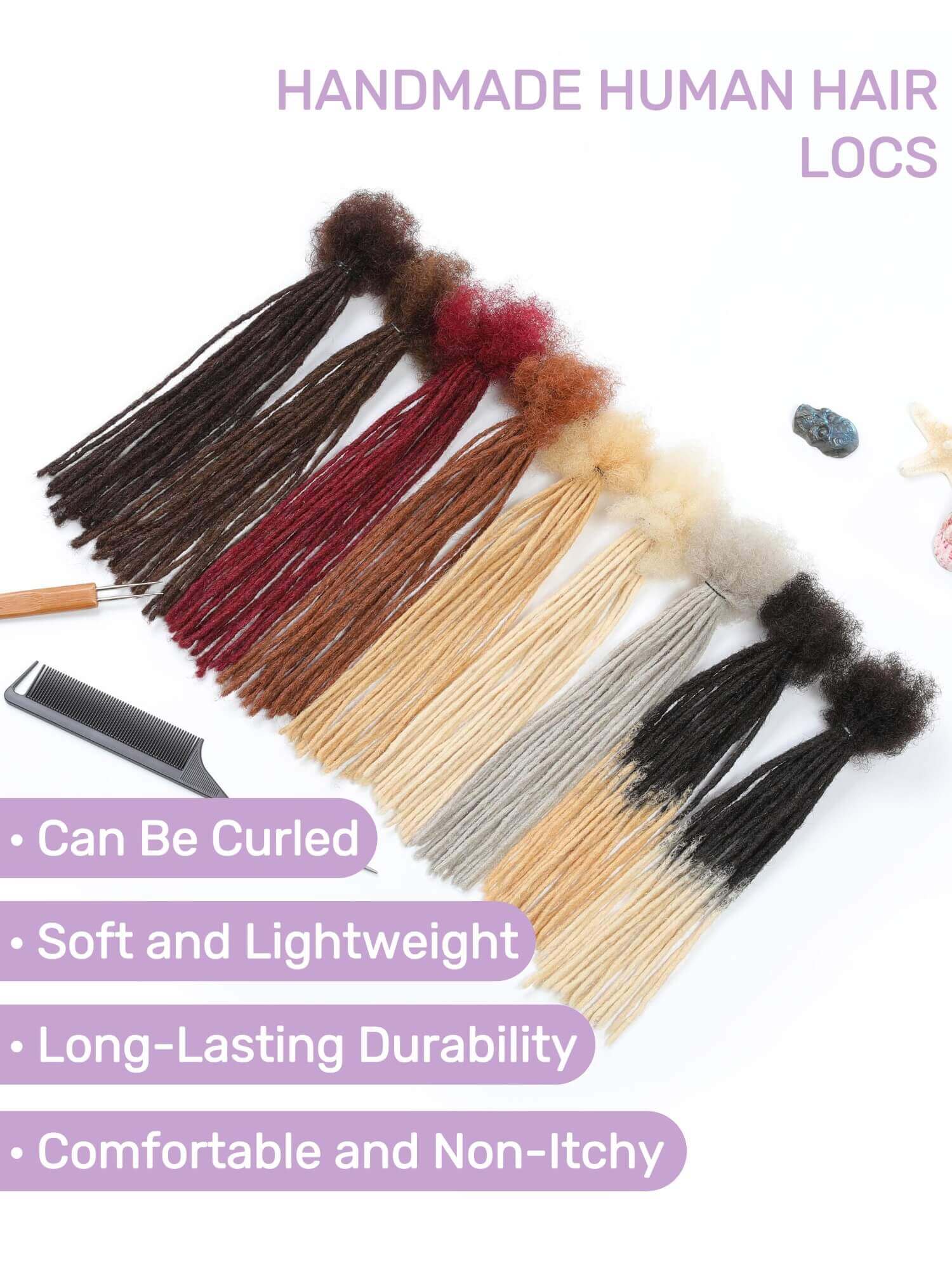 0.2cm Thickness Micro Locs Extensions Human Hair - Colors Available - Image 3