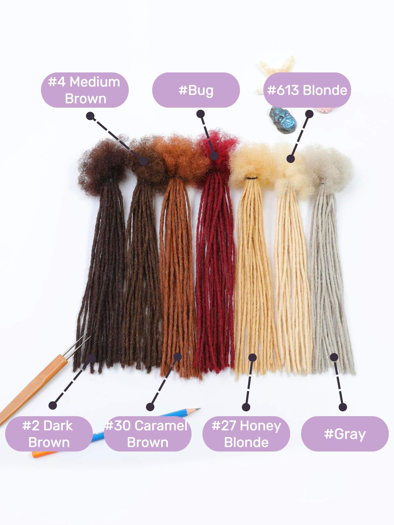 0.2cm Thickness Micro Locs Extensions Human Hair - Colors Available - Image 4