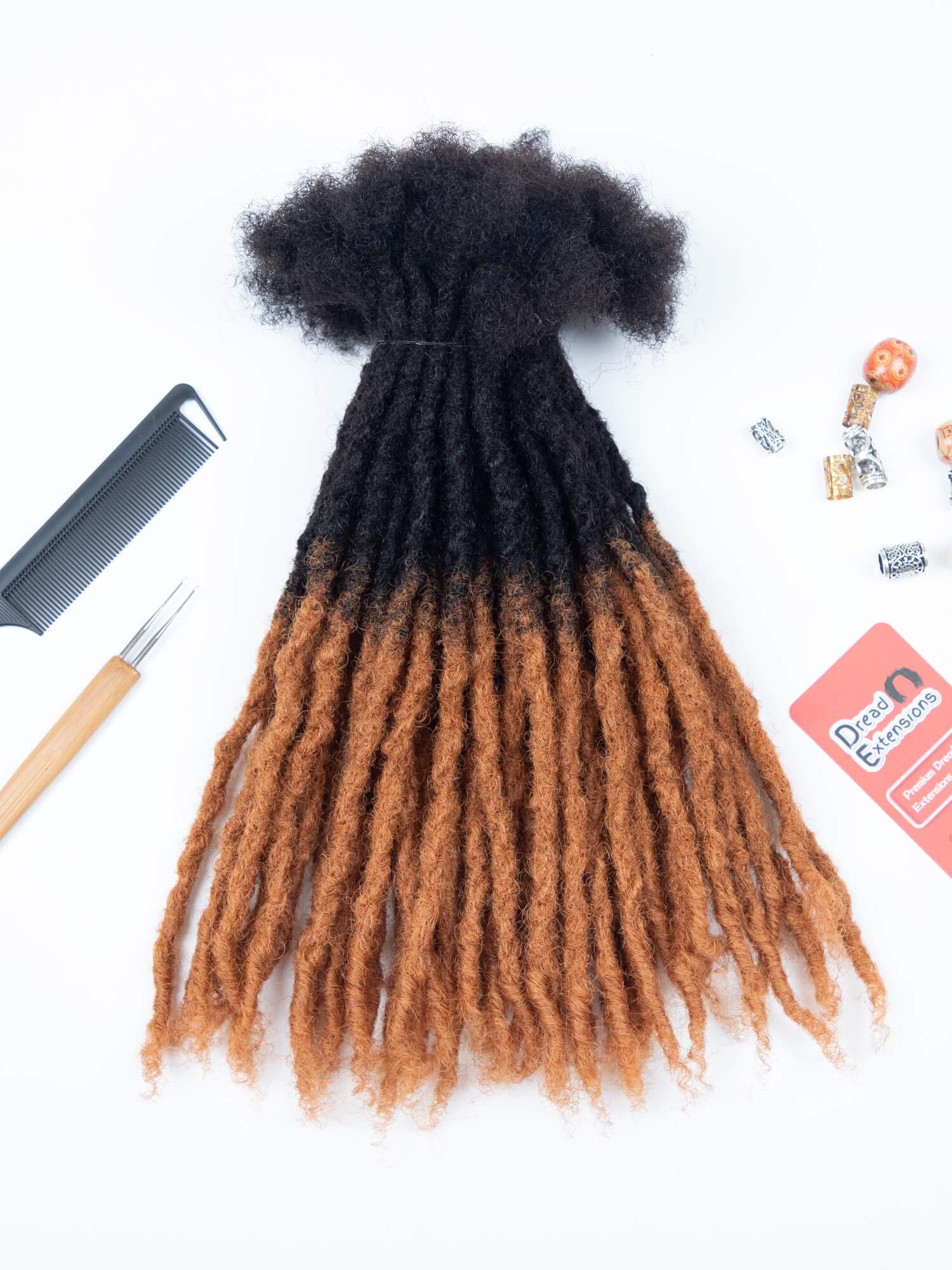 Ombre Camel Brown Coil Tips Anwi Textured Loc Extensions - Handmade 100% Human Hair