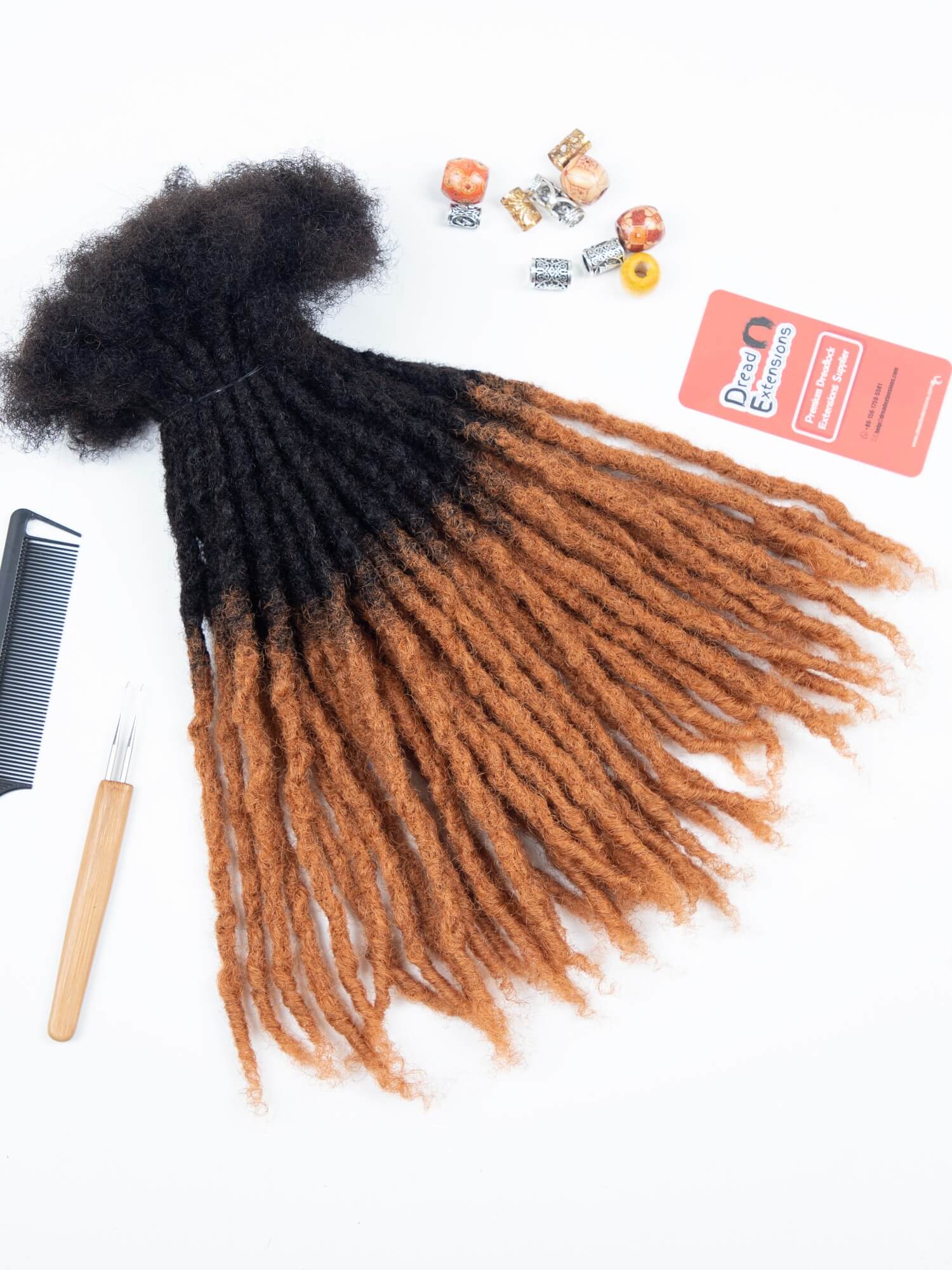 Ombre Camel Brown Coil Tips Anwi Textured Loc Extensions - Handmade 100% Human Hair - Image 2