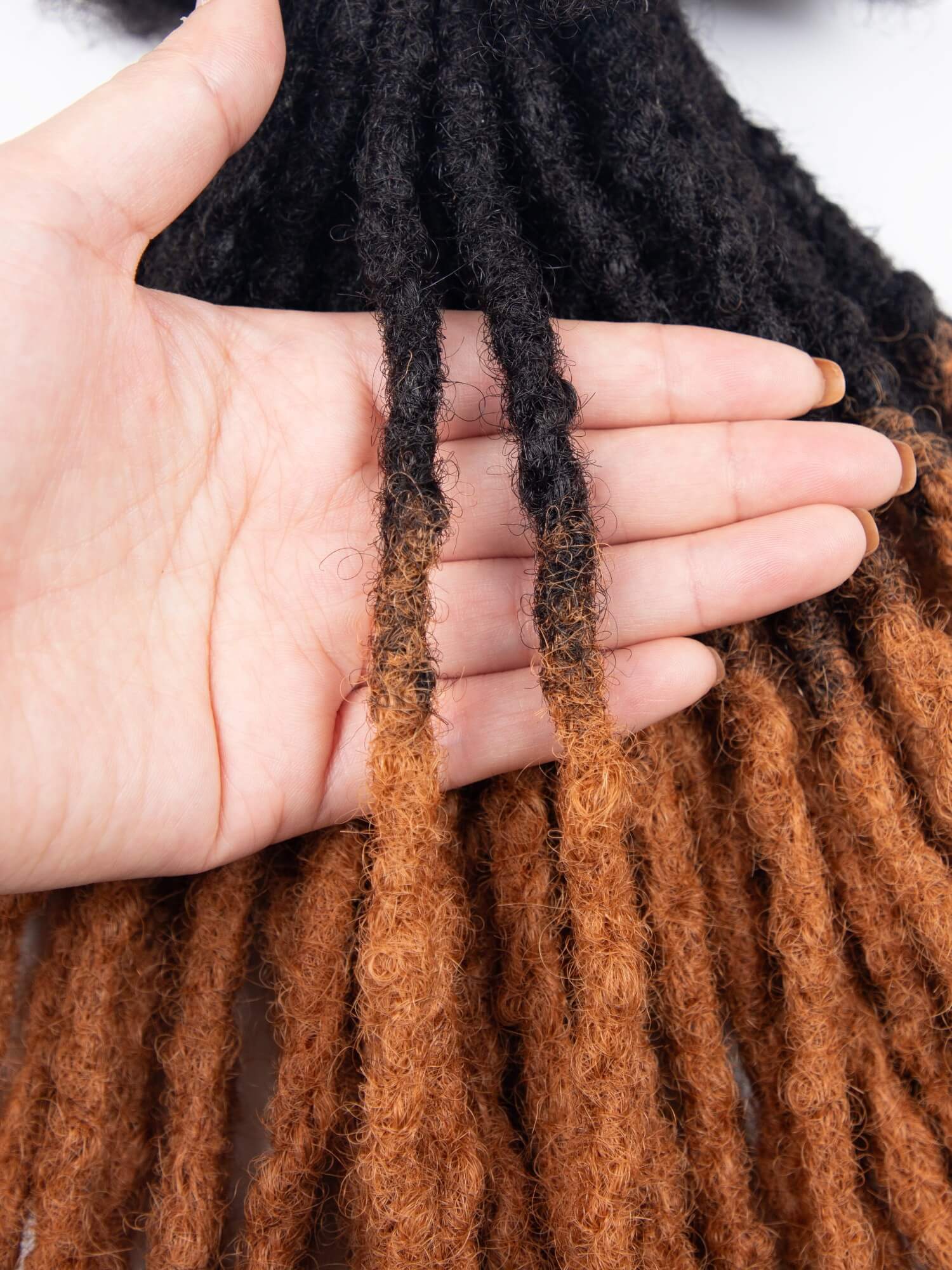 Ombre Camel Brown Coil Tips Anwi Textured Loc Extensions - Handmade 100% Human Hair - Image 3