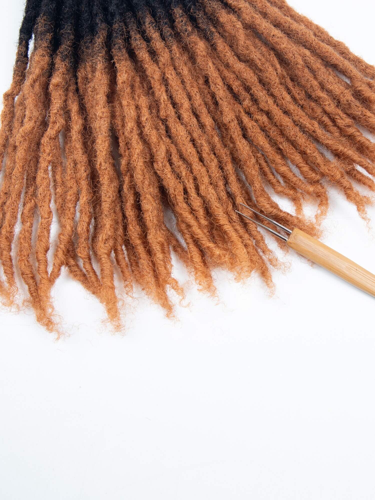 Ombre Camel Brown Coil Tips Anwi Textured Loc Extensions - Handmade 100% Human Hair - Image 4
