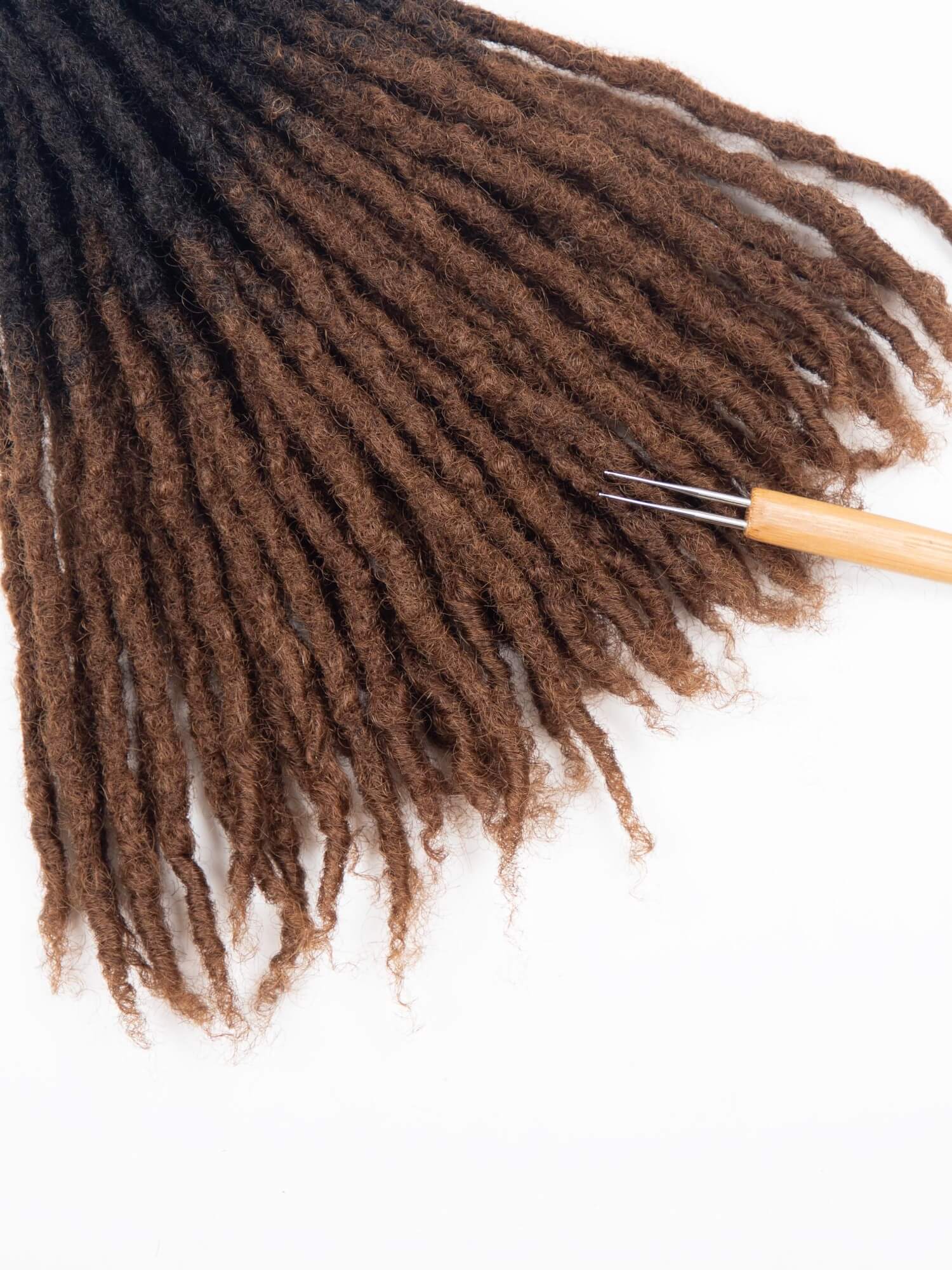 Ombre Medium Brown Coil Tips Anwi Textured Loc Extensions - Handmade 100% Human Hair - Image 3