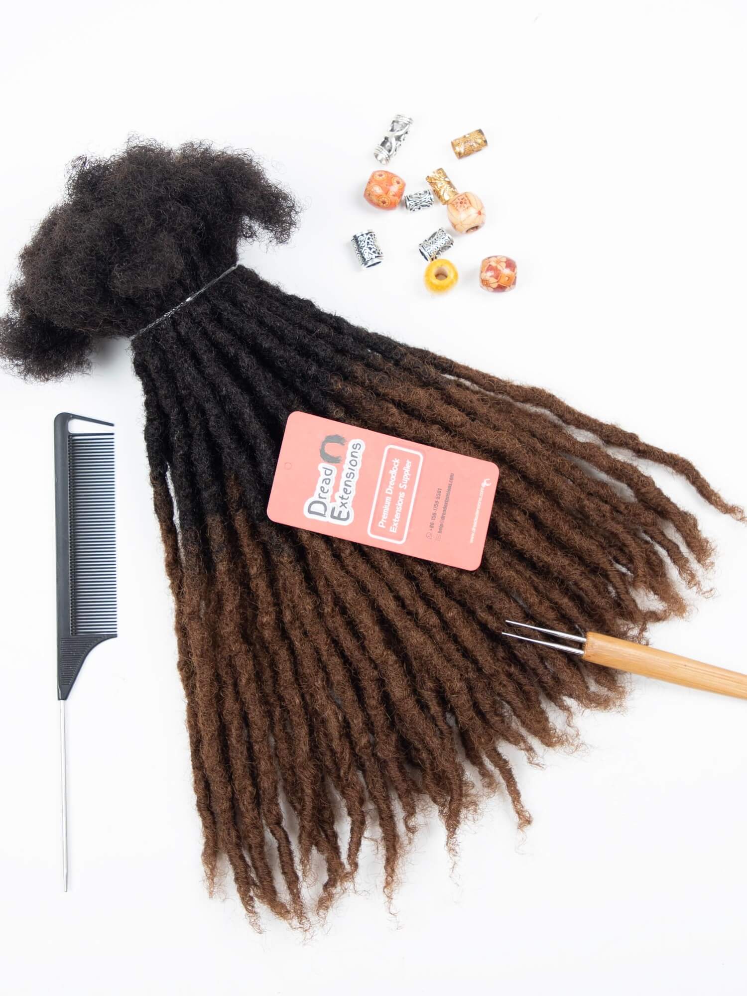 Ombre Medium Brown Coil Tips Anwi Textured Loc Extensions - Handmade 100% Human Hair - Image 4