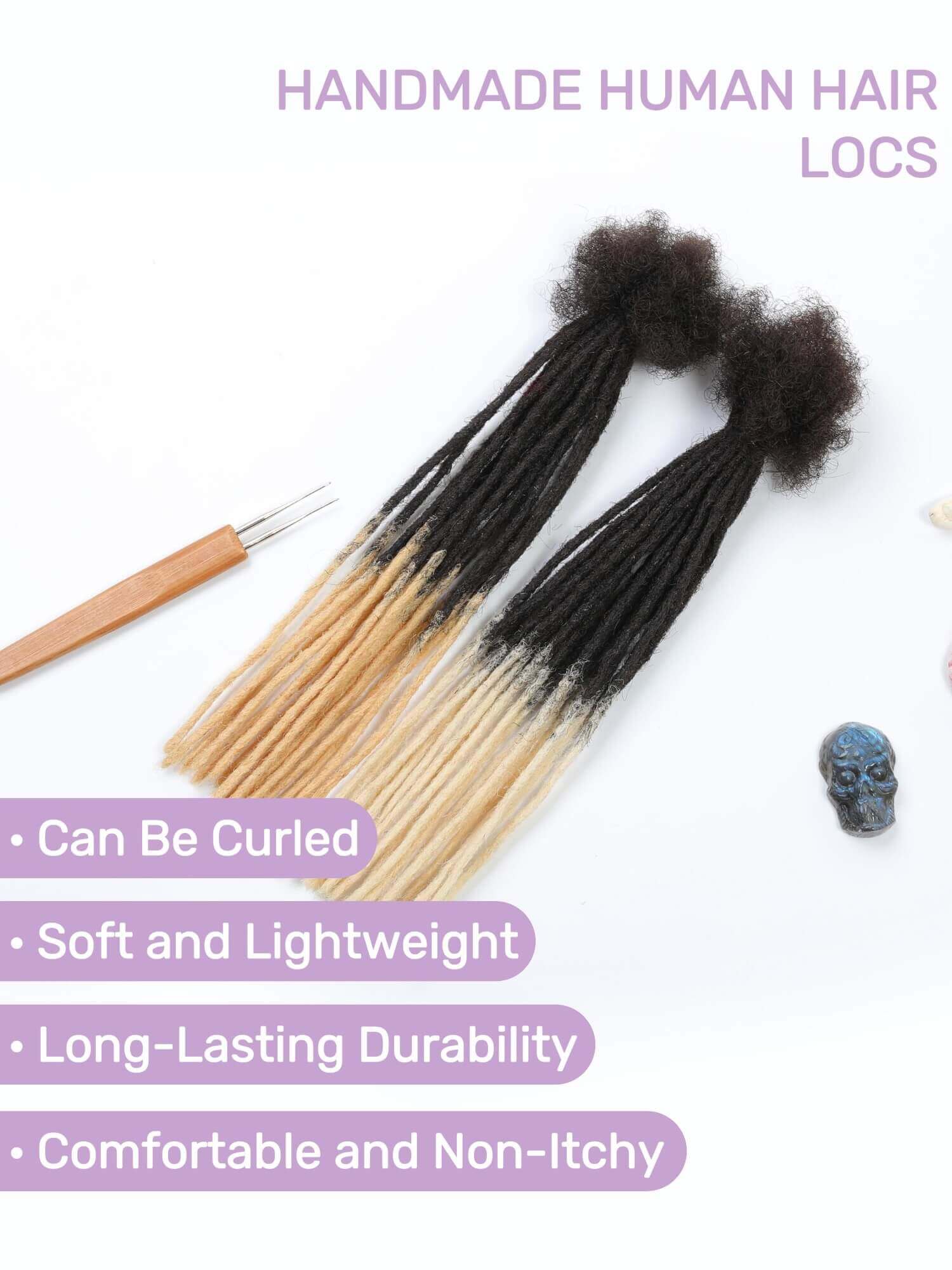 Ombre Micro Locs Extensions Human Hair 0.2cm Thickness Sister Locs - Image 3