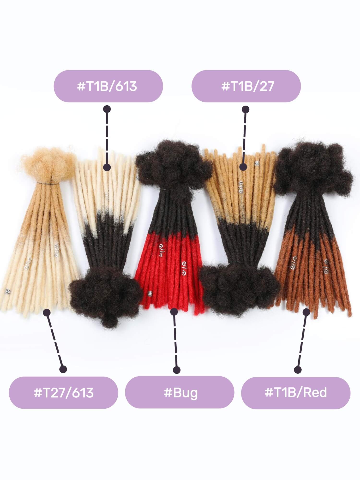 70 Locs Bundle Ombre Standard Human Hair Dreadlock Extensions - Colors Available - Image 4