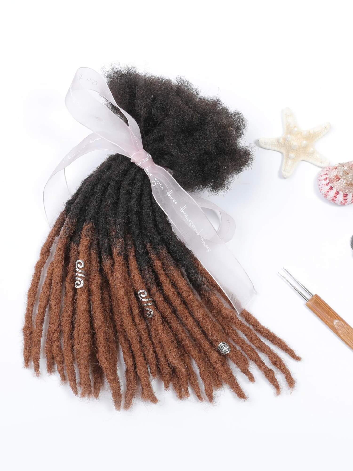 Ombre T1B/30 Honey Tips Anwi Textured Human Hair Loc Extensions - Image 4