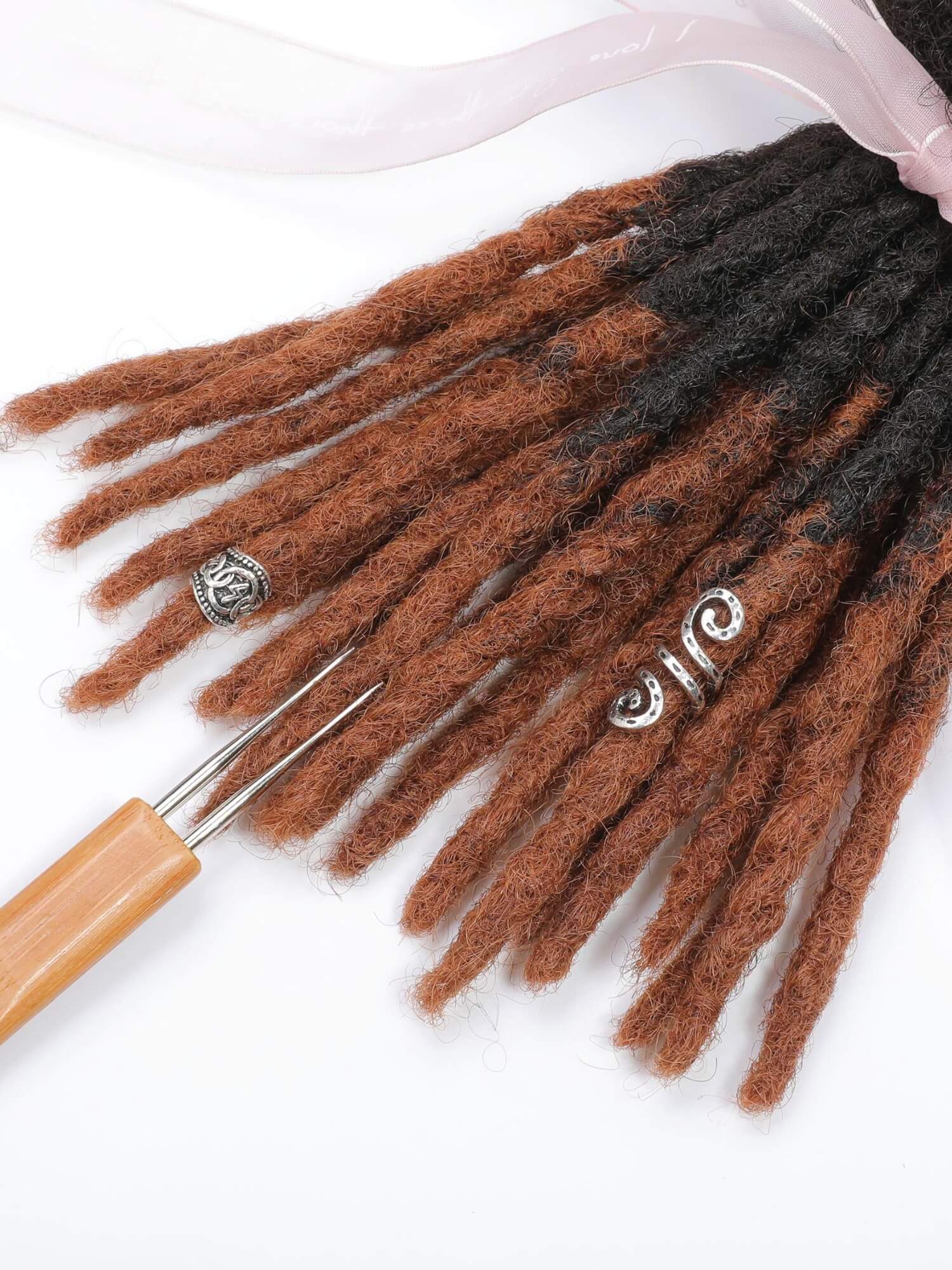 Ombre T1B/30 Honey Tips Anwi Textured Human Hair Loc Extensions - Image 7