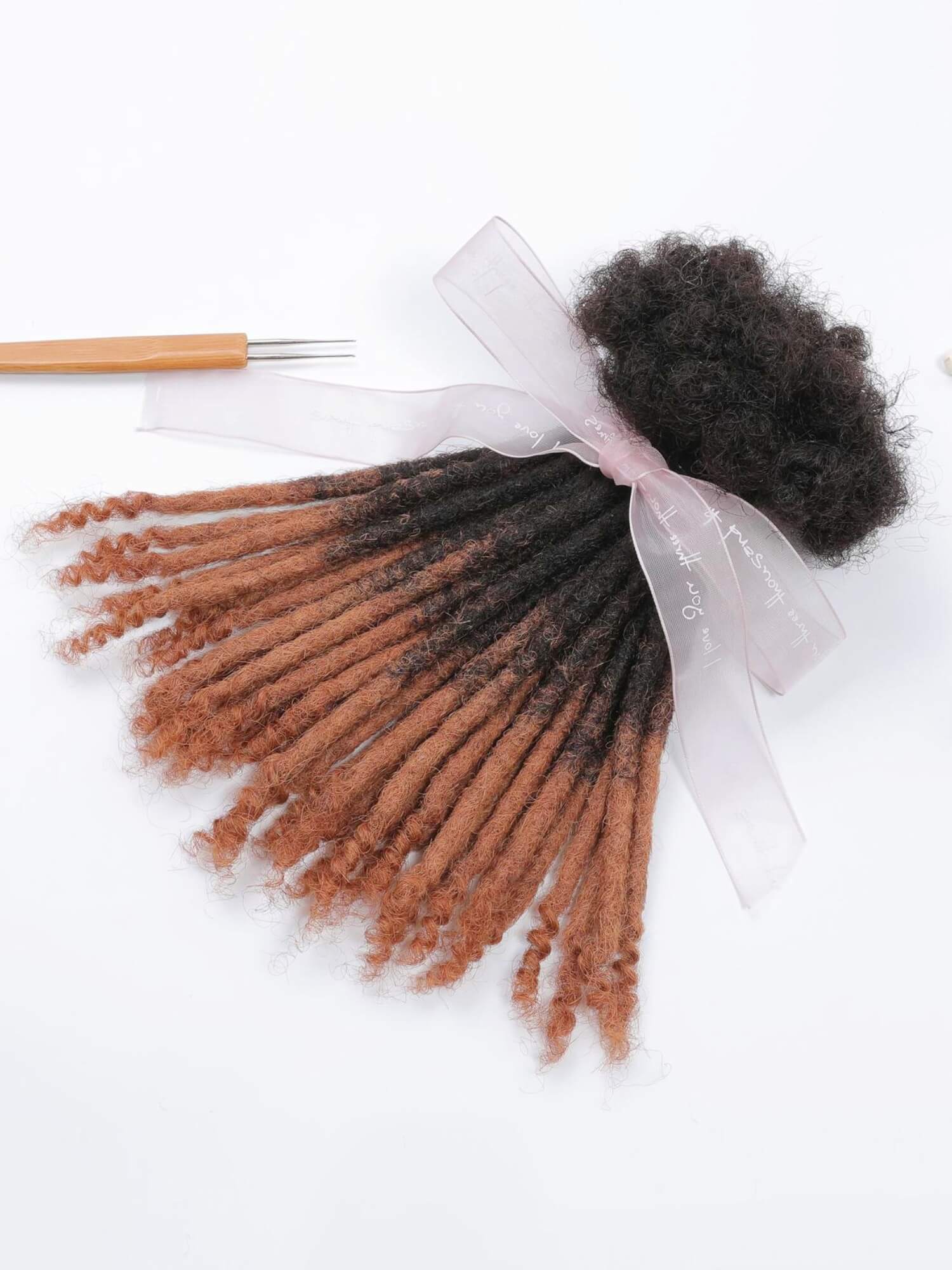 Ombre T1B/30 Standard Human Hair Loc Extensions Curly Ends - Image 5