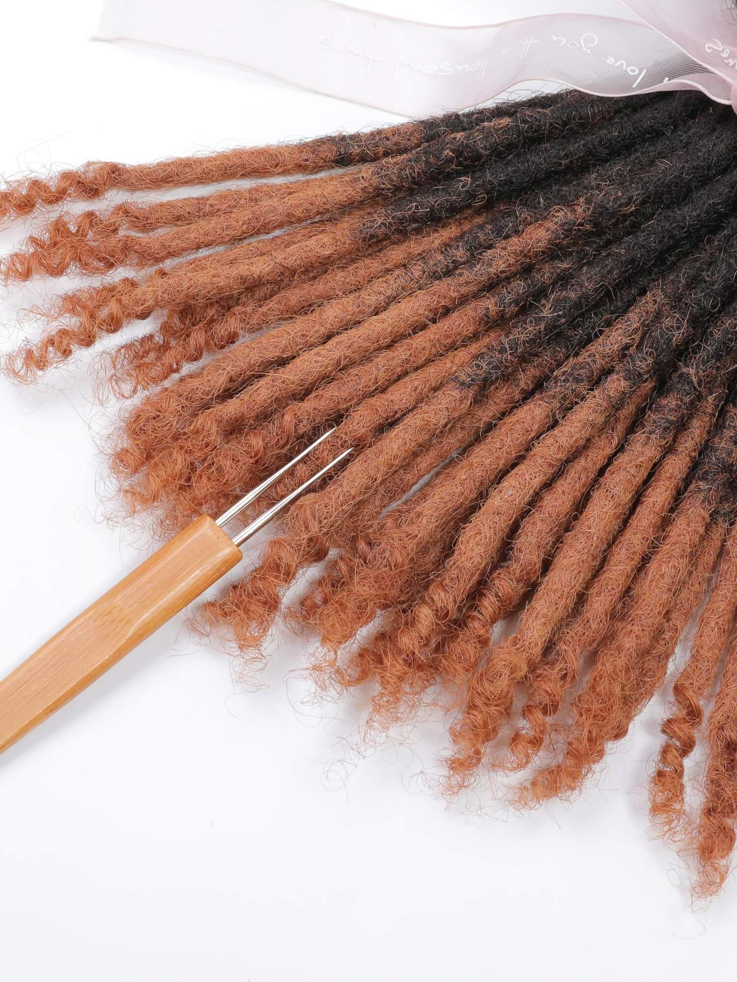 Ombre T1B/30 Standard Human Hair Loc Extensions Curly Ends - Image 6