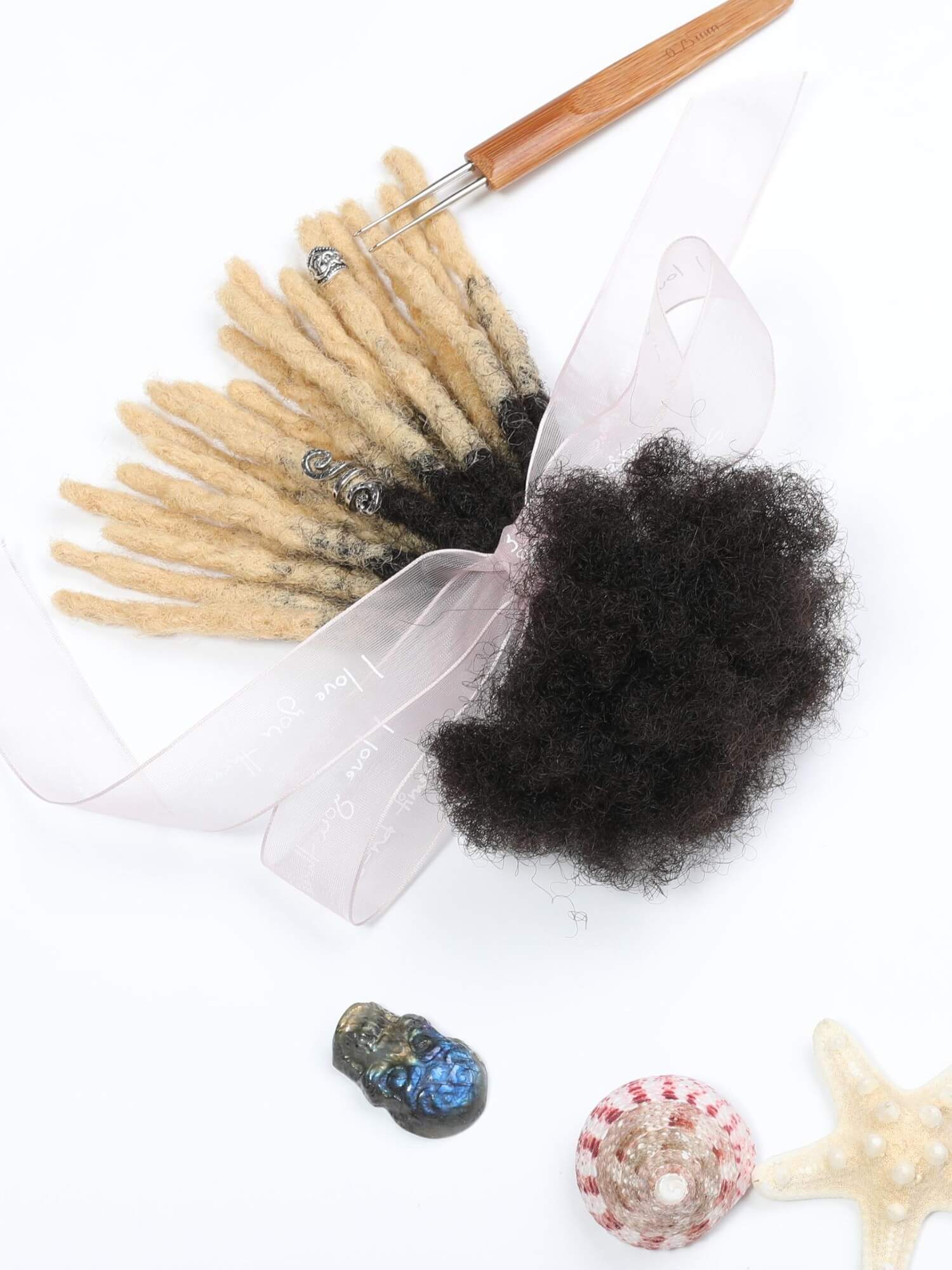 Ombre T1B/613 Blonde Tips Anwi Textured Human Hair Loc Extensions - Image 6
