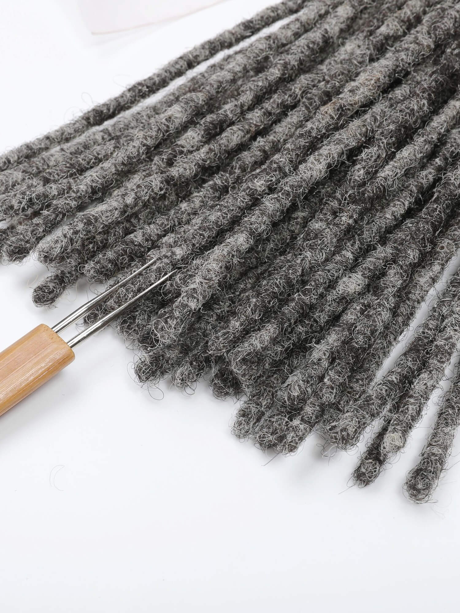 Salt and Pepper Standard Human Hair Loc Extensions - Image 7