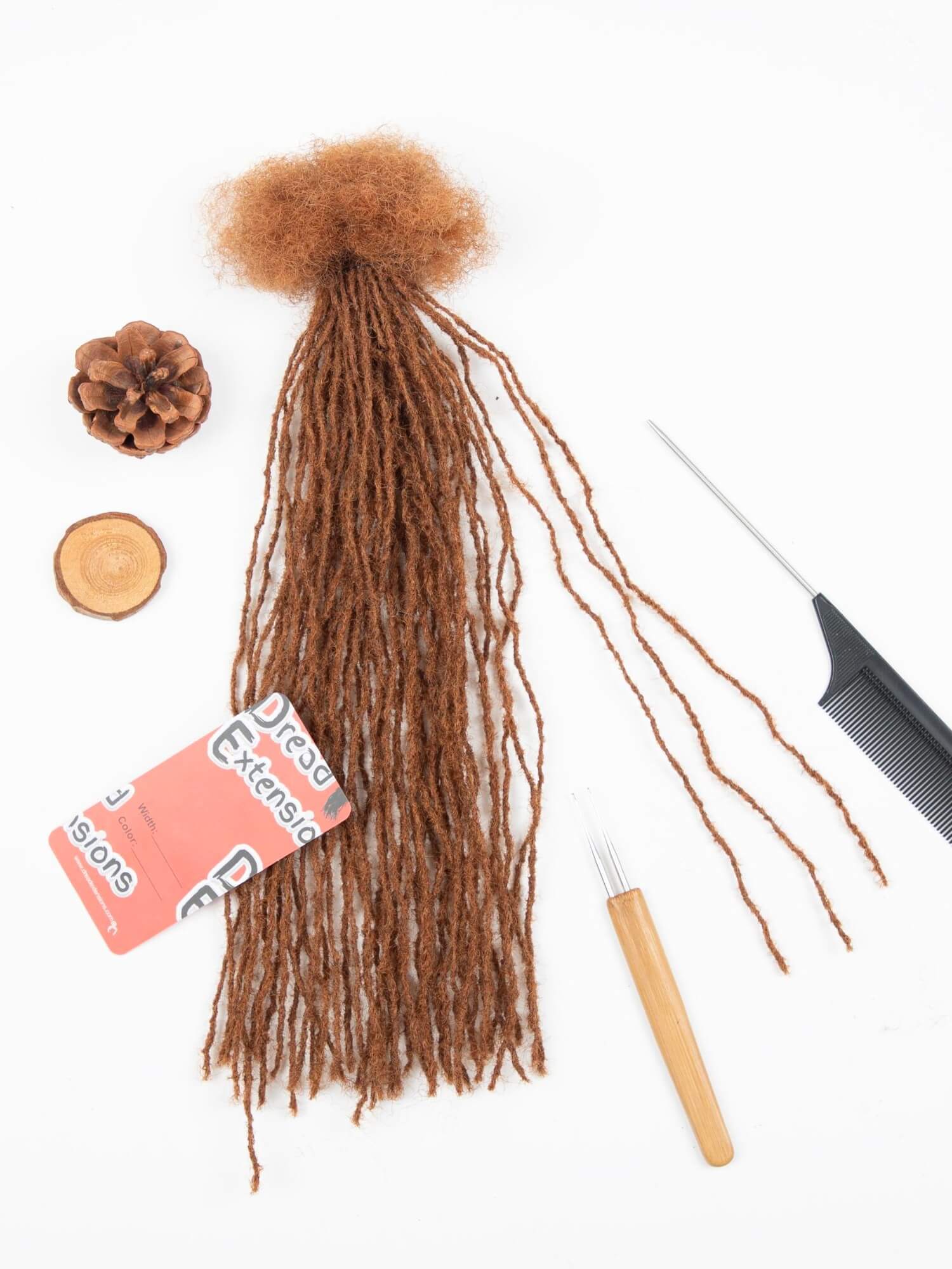 #30 Camel Brown Sisterloc Extensions Human Hair – 0.1cm Handmade Loc Extensions - Image 3