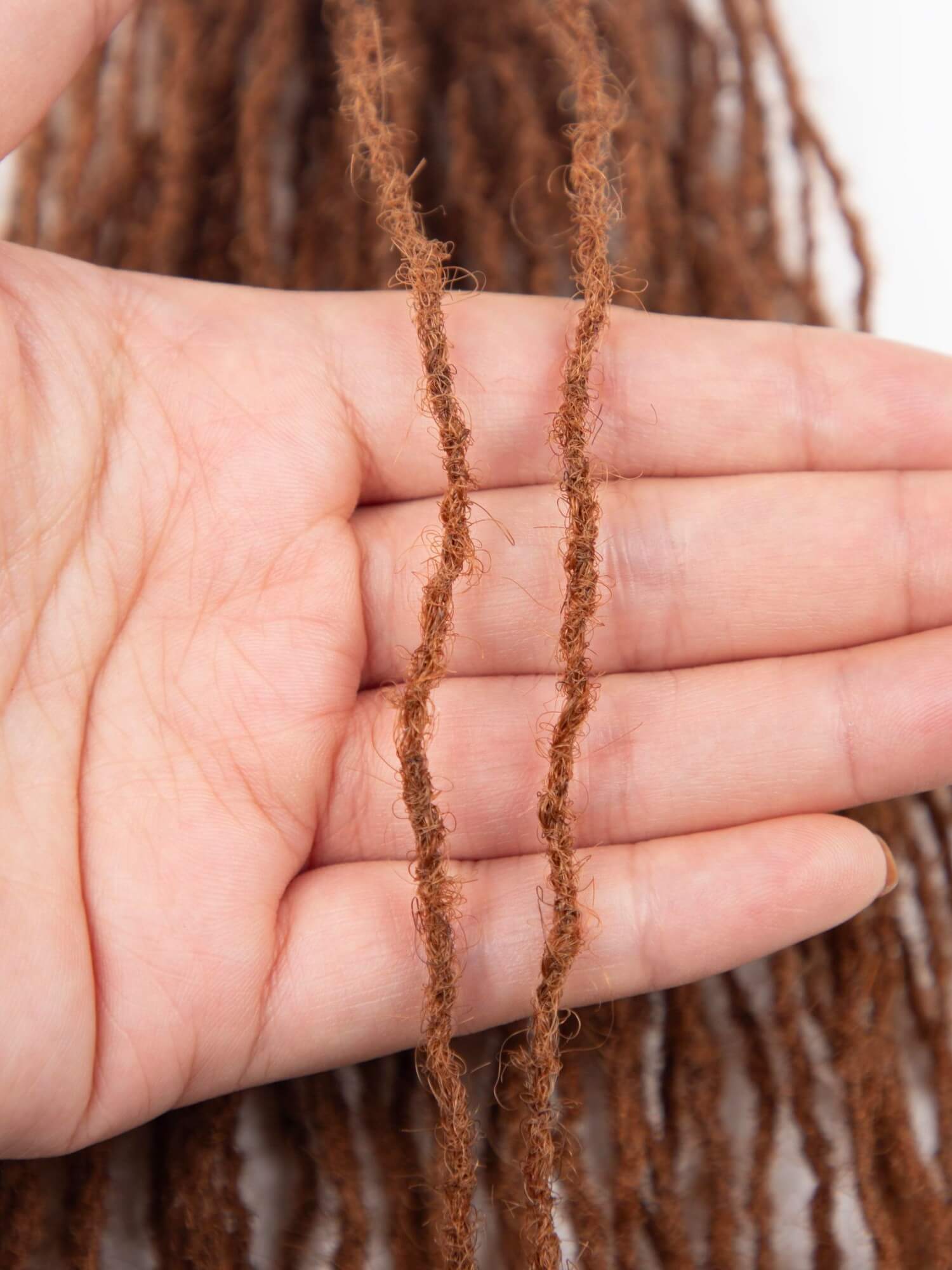 #30 Camel Brown Sisterloc Extensions Human Hair – 0.1cm Handmade Loc Extensions - Image 4
