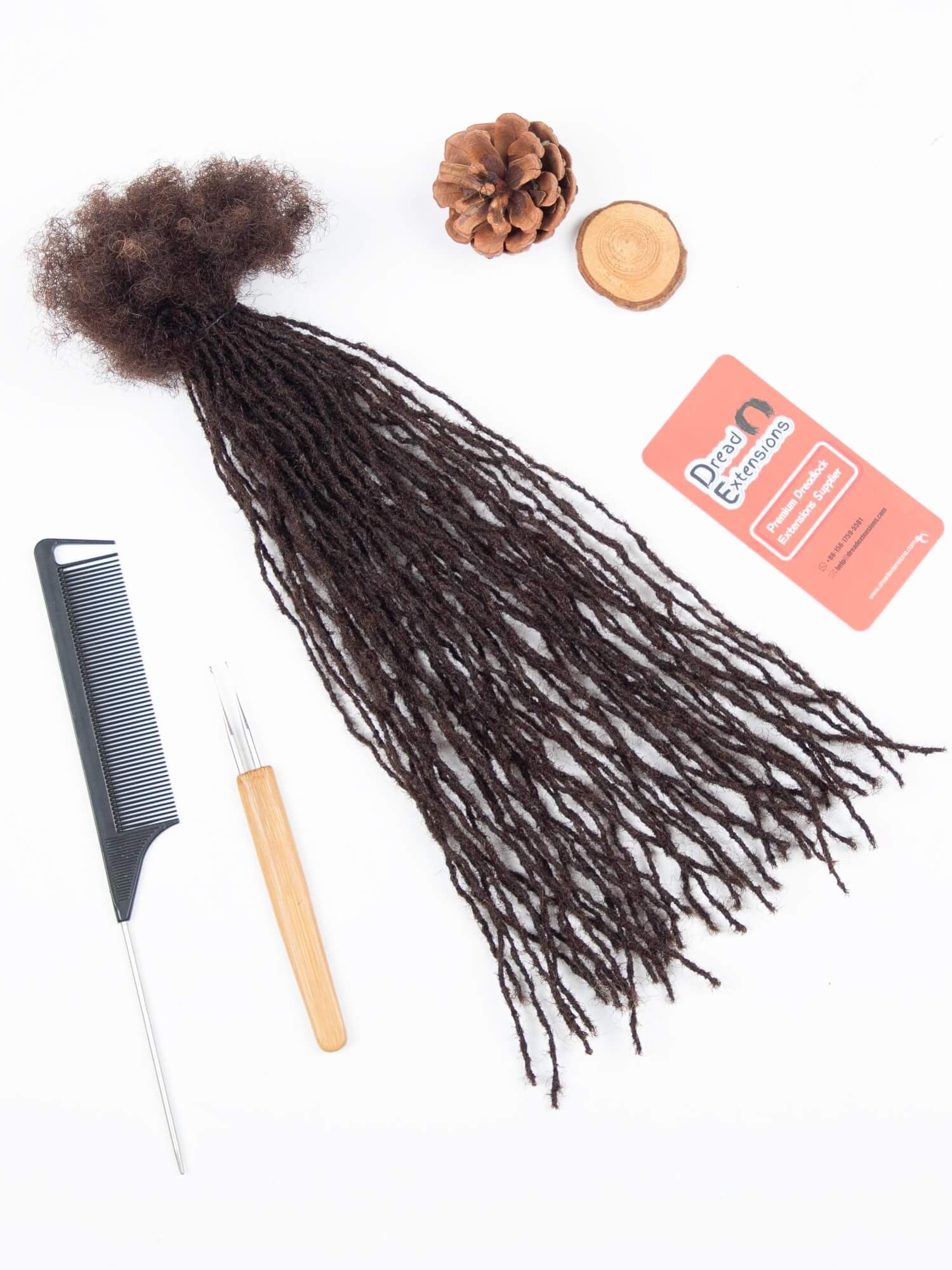 #2 Dark Brown Sisterloc Extensions Human Hair – 0.1cm Handmade Loc Extensions - Image 3