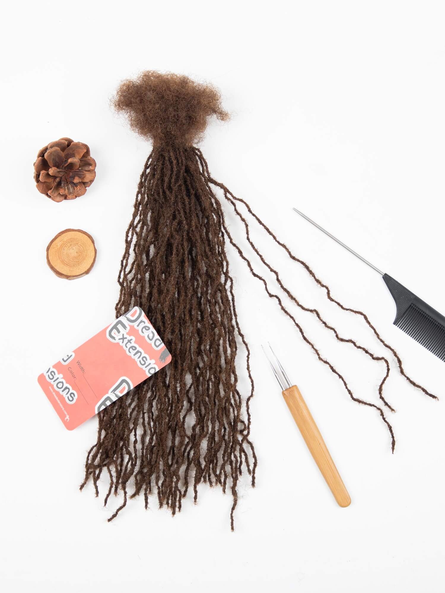#4 Medium Brown Sisterloc Extensions Human Hair – 0.1cm Handmade Loc Extensions - Image 3