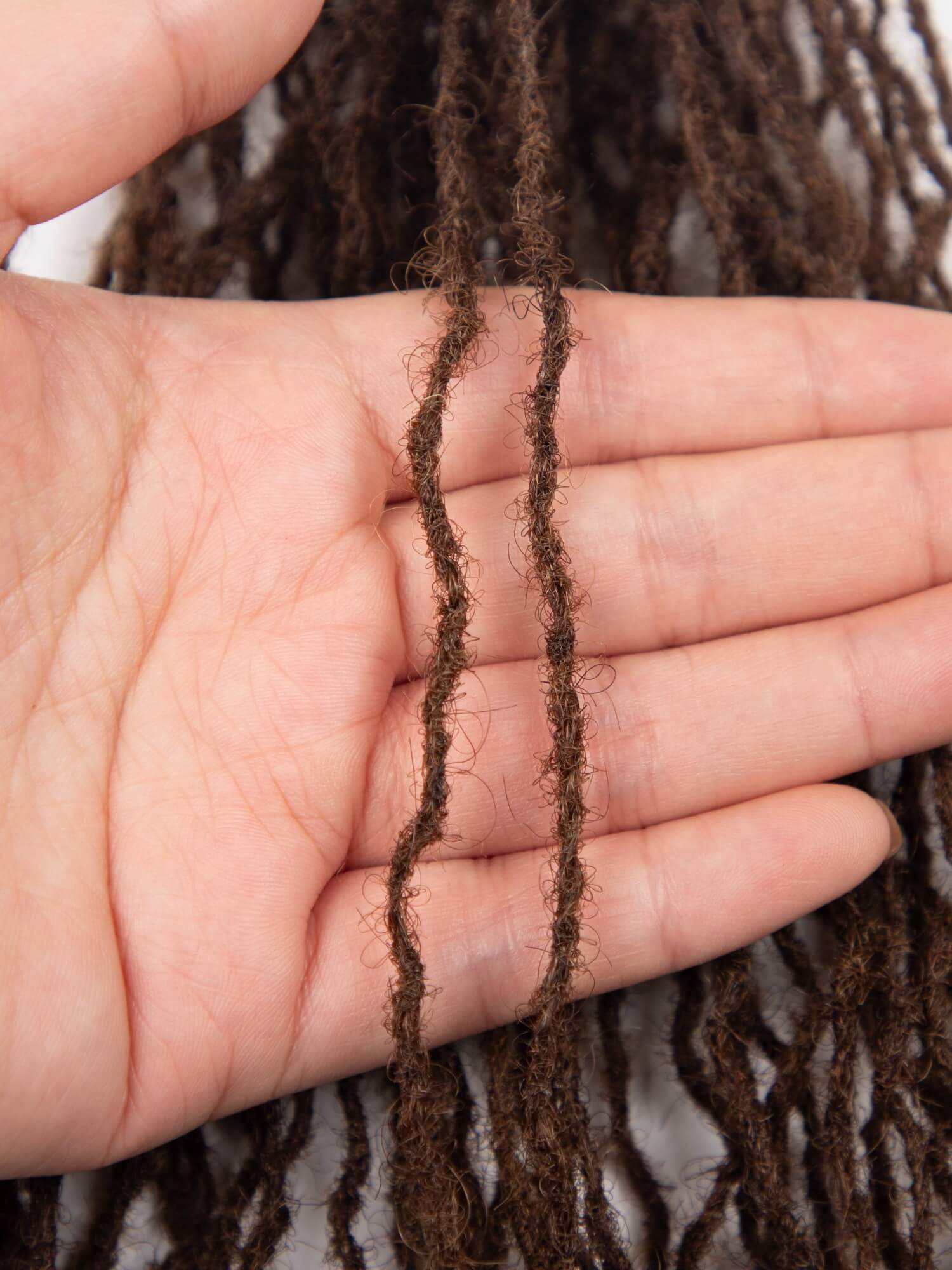 #4 Medium Brown Sisterloc Extensions Human Hair – 0.1cm Handmade Loc Extensions - Image 4