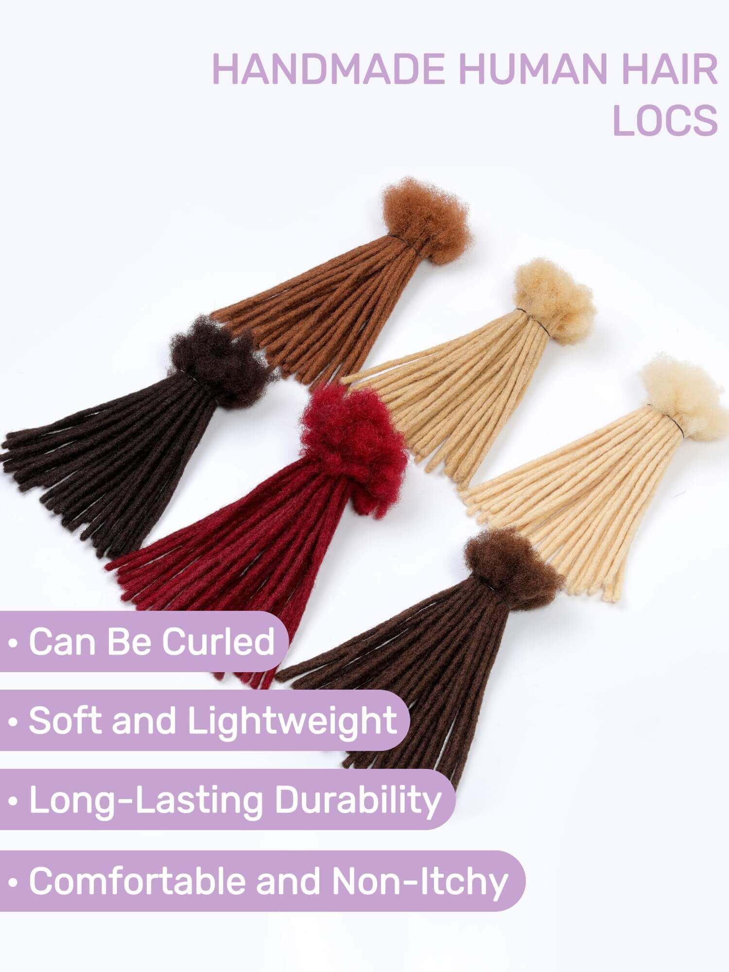 70 Locs Bundle Standard Human Hair Dreadlock Extensions - Colors Available - Image 3