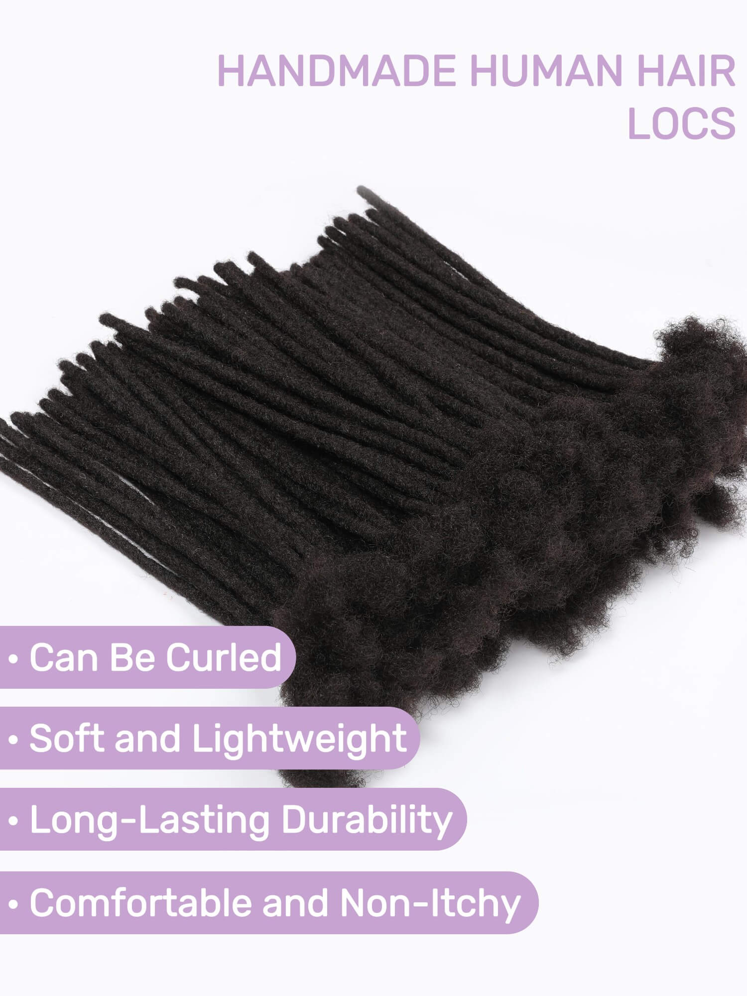 70 Locs Bundle - Standard Human Hair Loc Extensions, Natural Black - Image 4