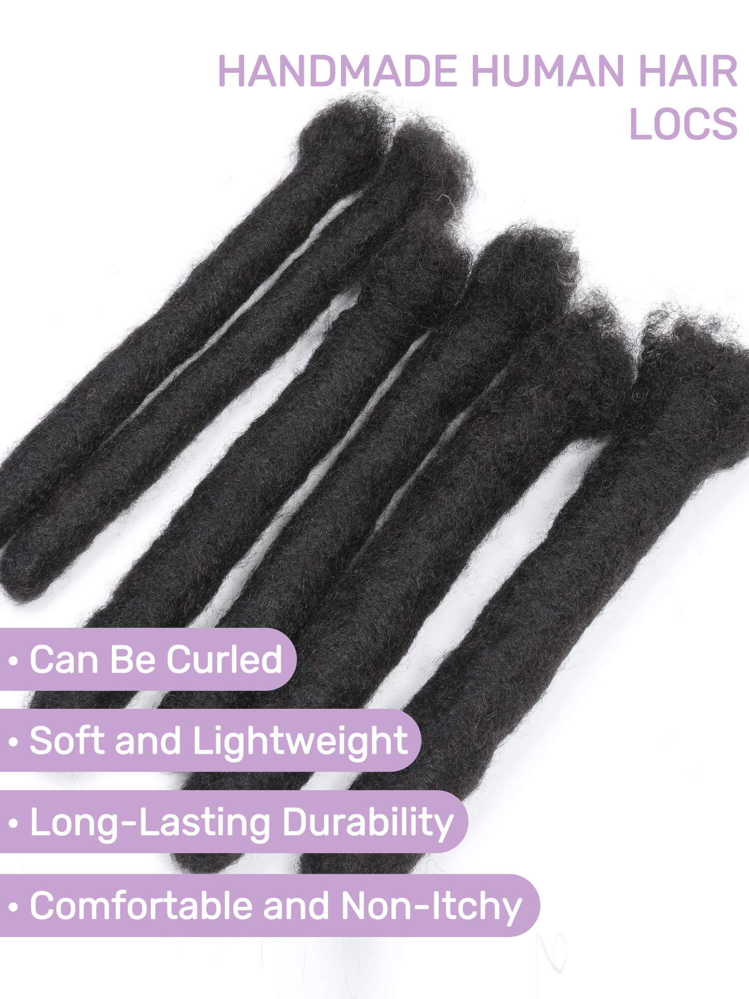 Wicks Human Hair loc Extensions Natural Black Color Thickness 2cm/3cm/4cm - Image 3